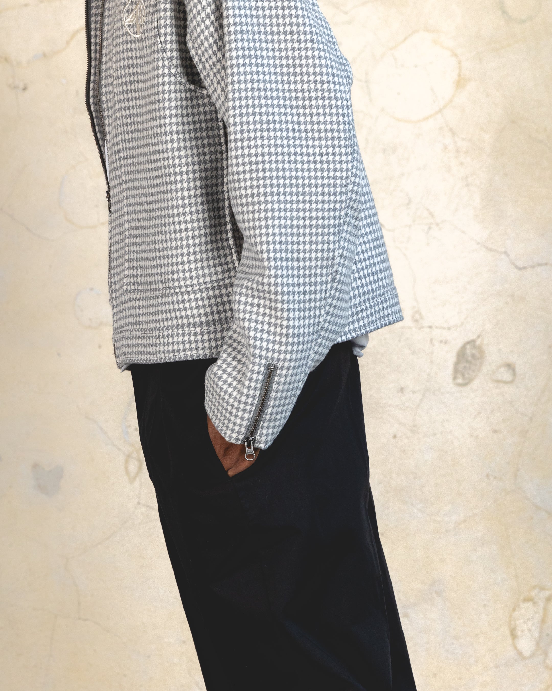 404 Studio Cropped Jacket Grey/White - Image 7