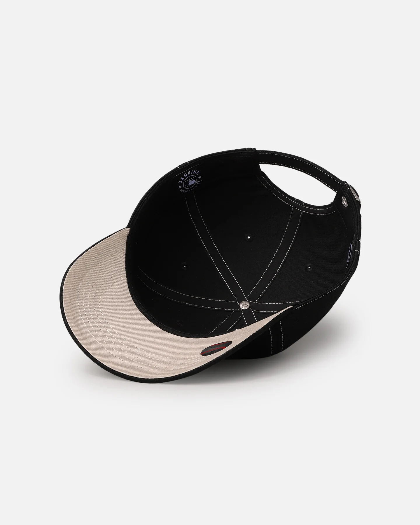 47 Brand Los Angeles Dodgers 'Contrast Stitch' 47 Clean Up Strapback Black/Bone - Image 6
