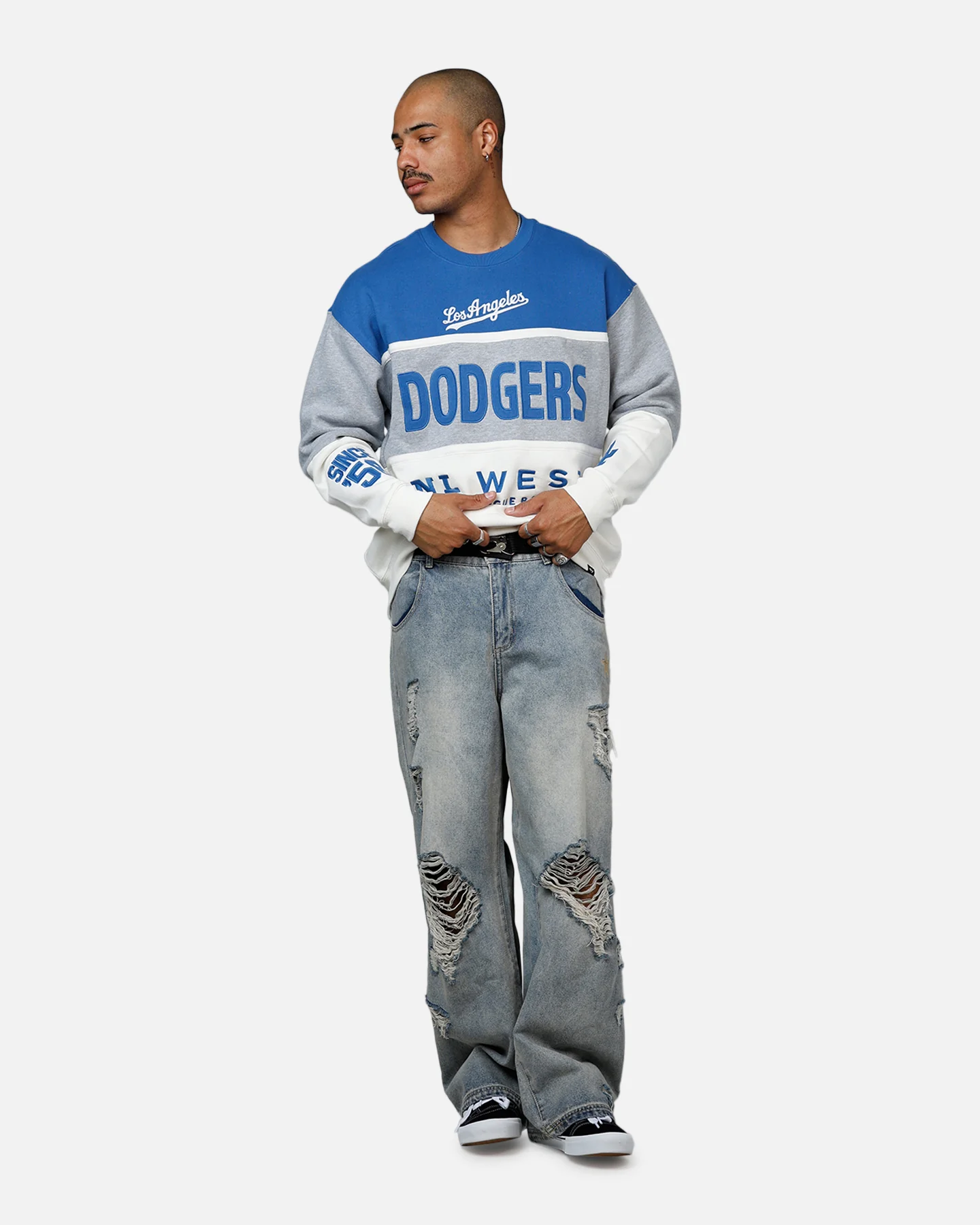 47 Brand Los Angeles Dodgers On Five Crewneck Blue/Grey - Image 3