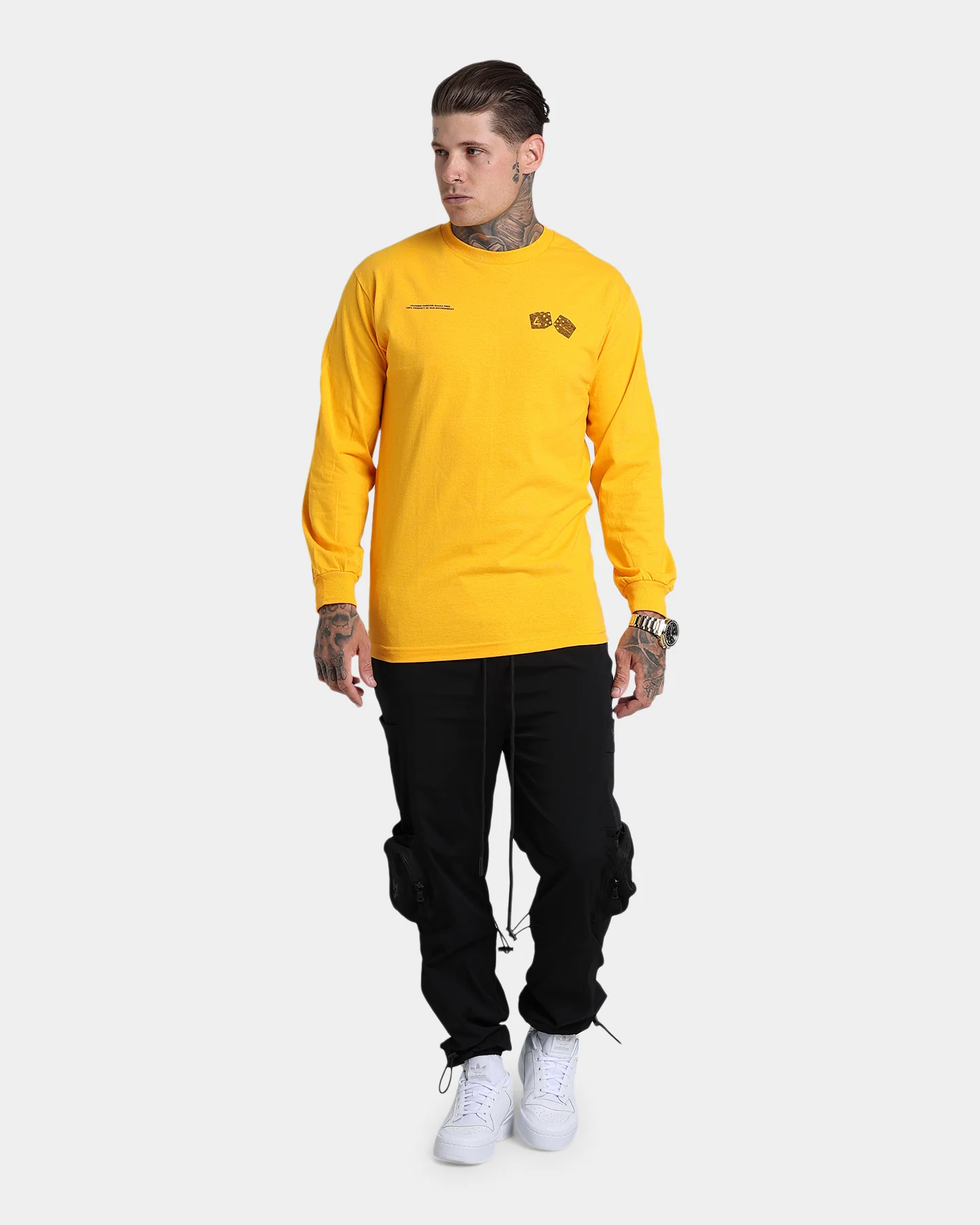 4HUNNID Roll The Dice Long Sleeve T-Shirt Mustard - Image 2