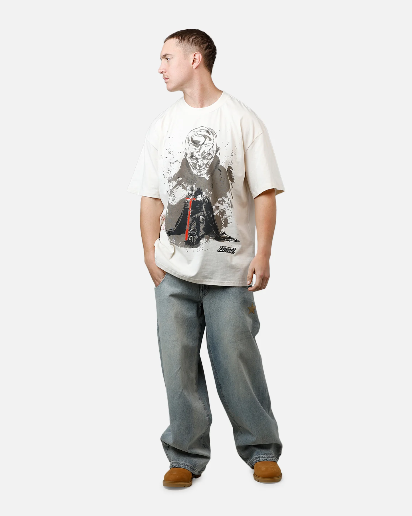 73Studio Star Wars Takumi Last Jedi Vintage T-Shirt Off White - Image 3