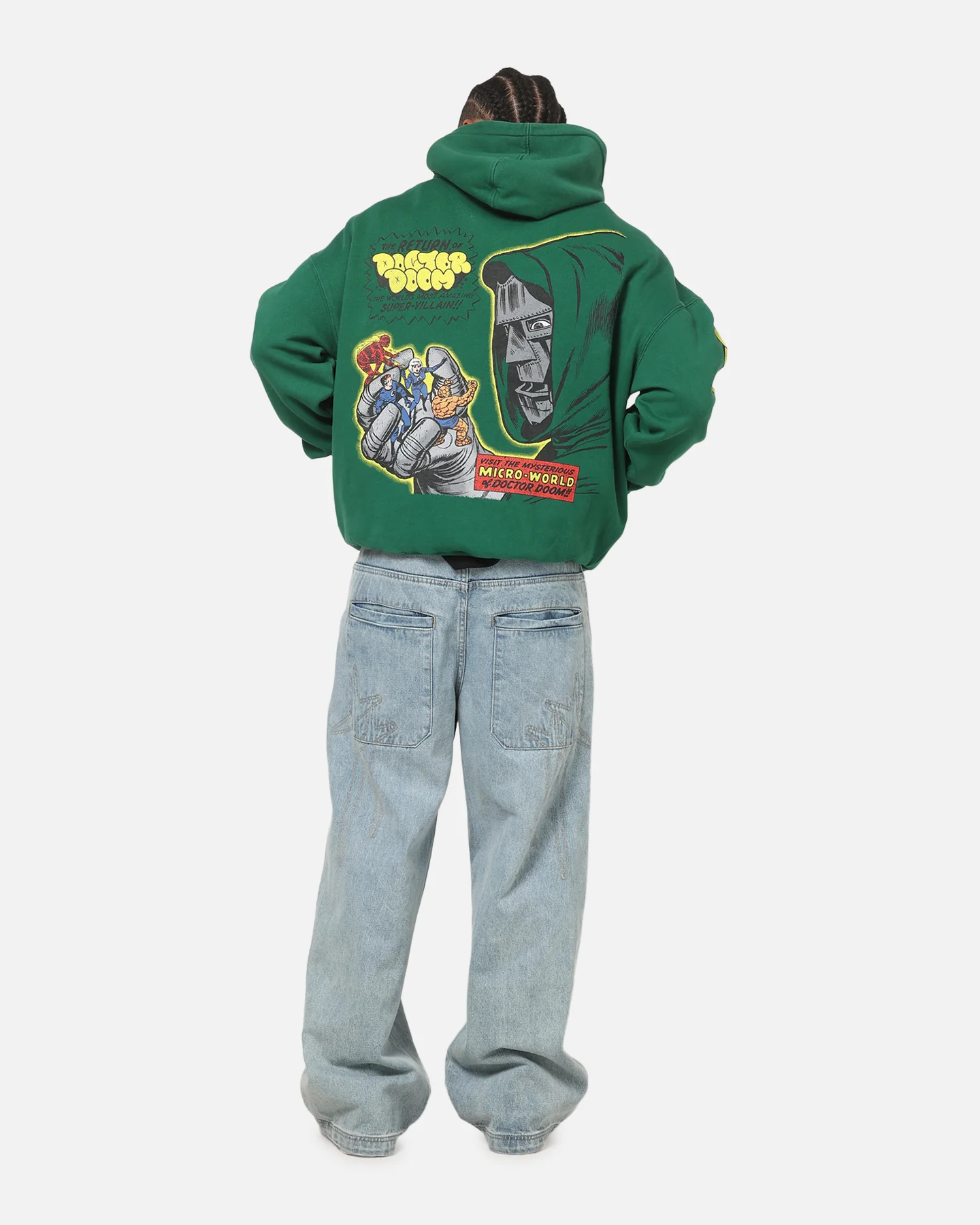 73Studio Marvel Fantastic Four Doctor Doom Villain Hoodie Forest Green - Image 3