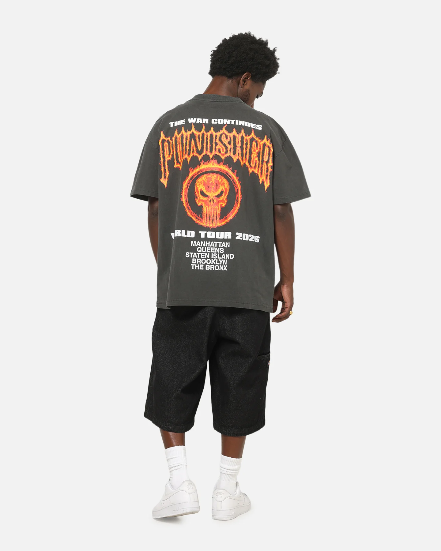 73Studio Marvel Punisher Flames Heavy T-Shirt Black Wash - Image 3