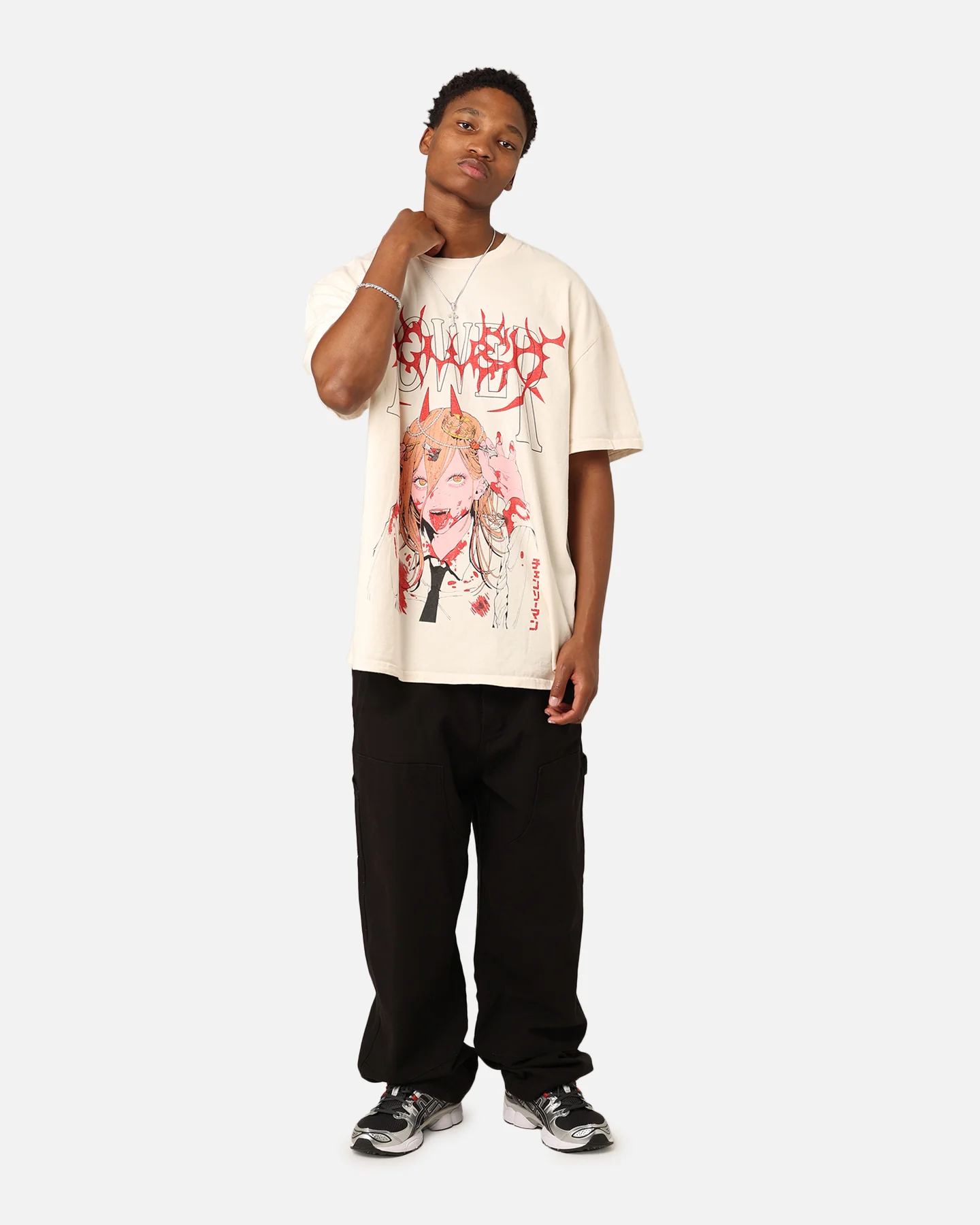 73Studio X Chainsaw Man Power Heavyweight T-Shirt Off White - Image 3