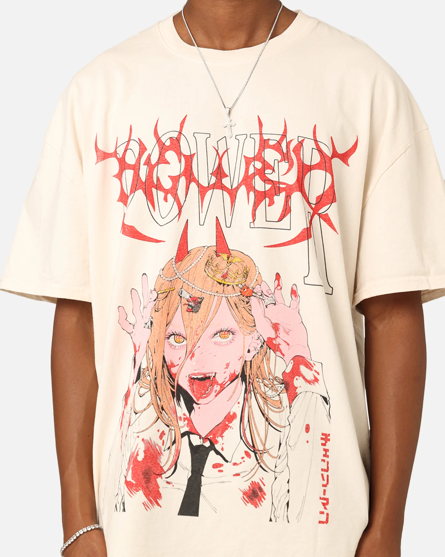 73Studio X Chainsaw Man Power Heavyweight T-Shirt Off White - Image 4