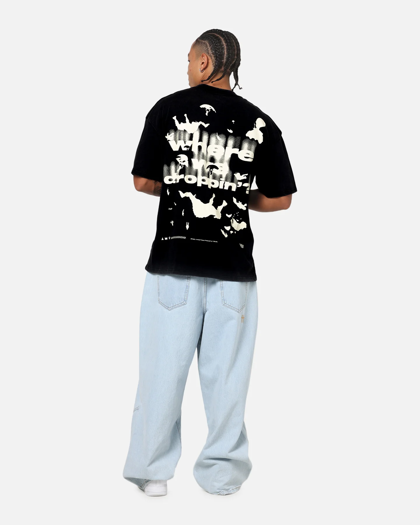 73Studio X Fortnite Where We Droppin T-Shirt Black Acidwash - Image 3
