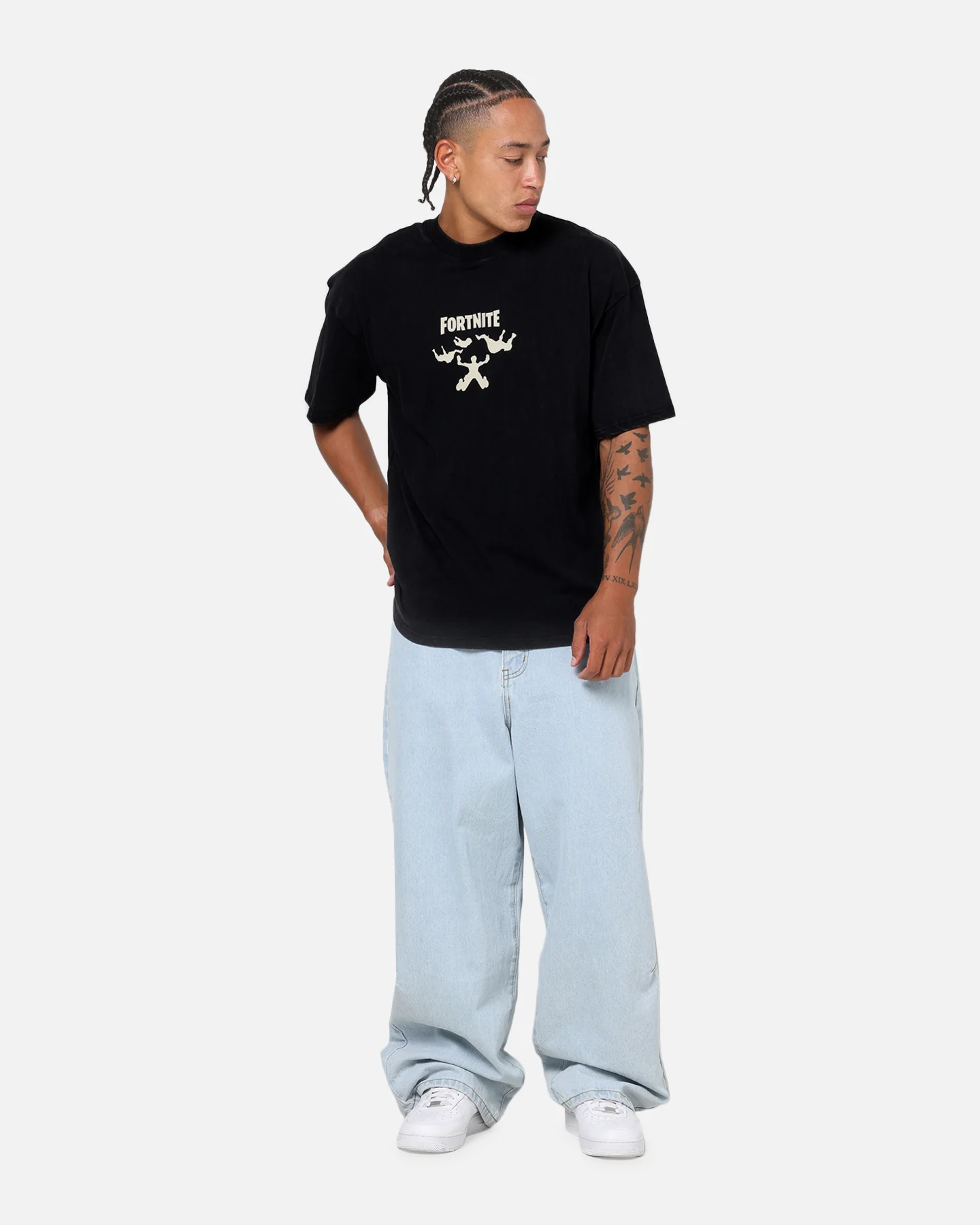 73Studio X Fortnite Where We Droppin T-Shirt Black Acidwash - Image 4