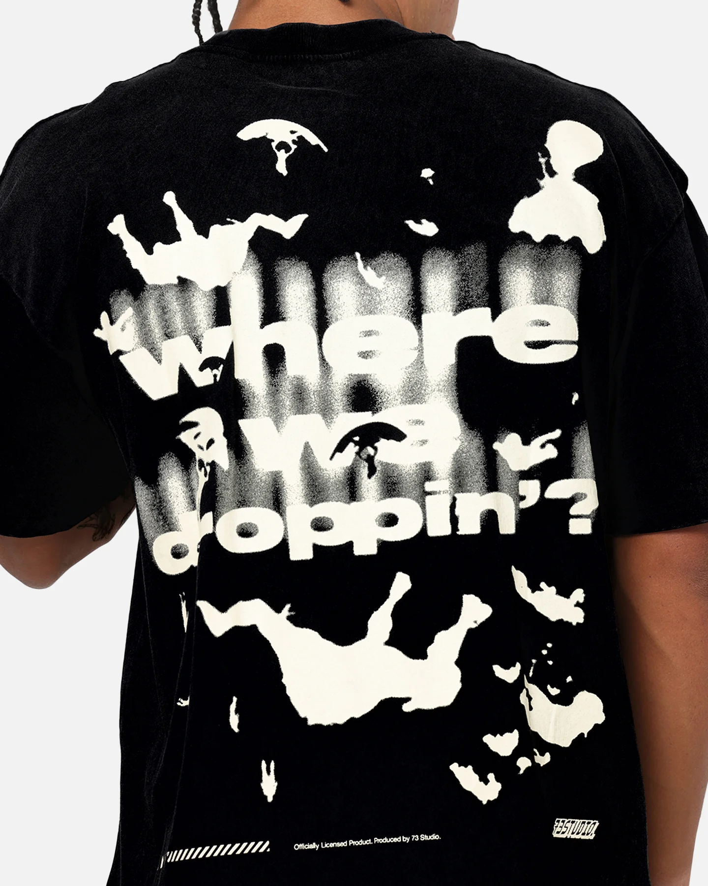 73Studio X Fortnite Where We Droppin T-Shirt Black Acidwash - Image 7