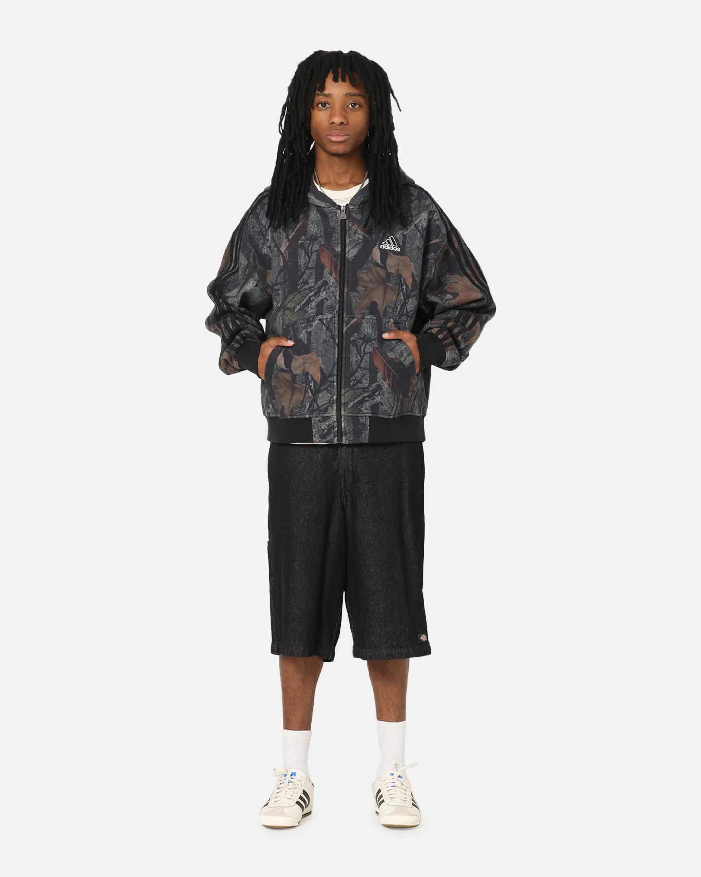 Adidas Camo Zip Up Hoodie Black - Image 2