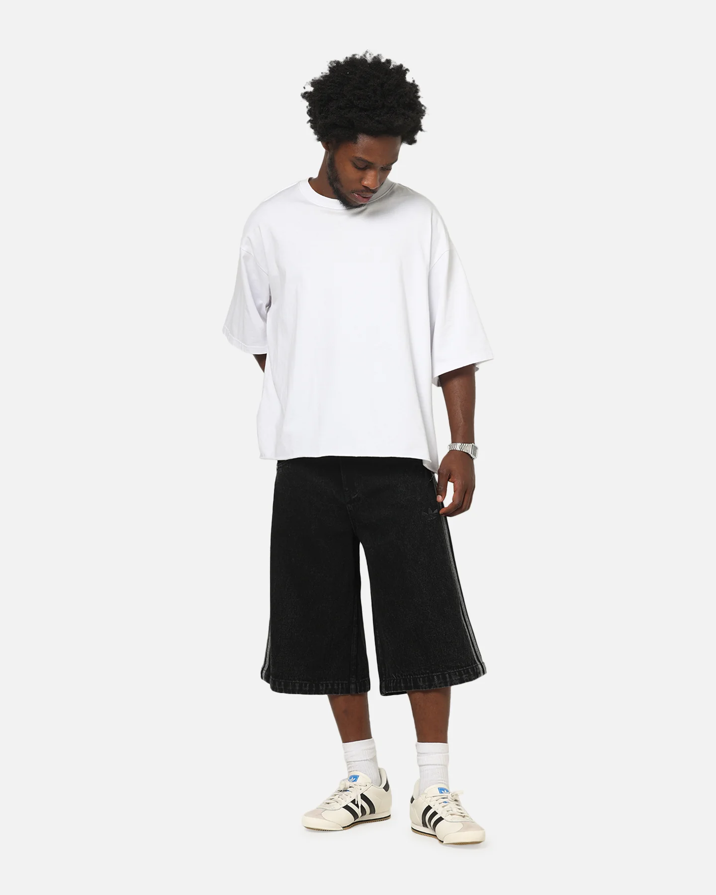 Adidas Firebird Denim Shorts Black Denim - Image 2