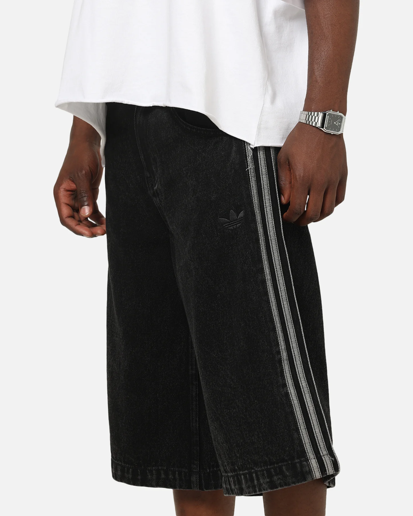 Adidas Firebird Denim Shorts Black Denim - Image 3