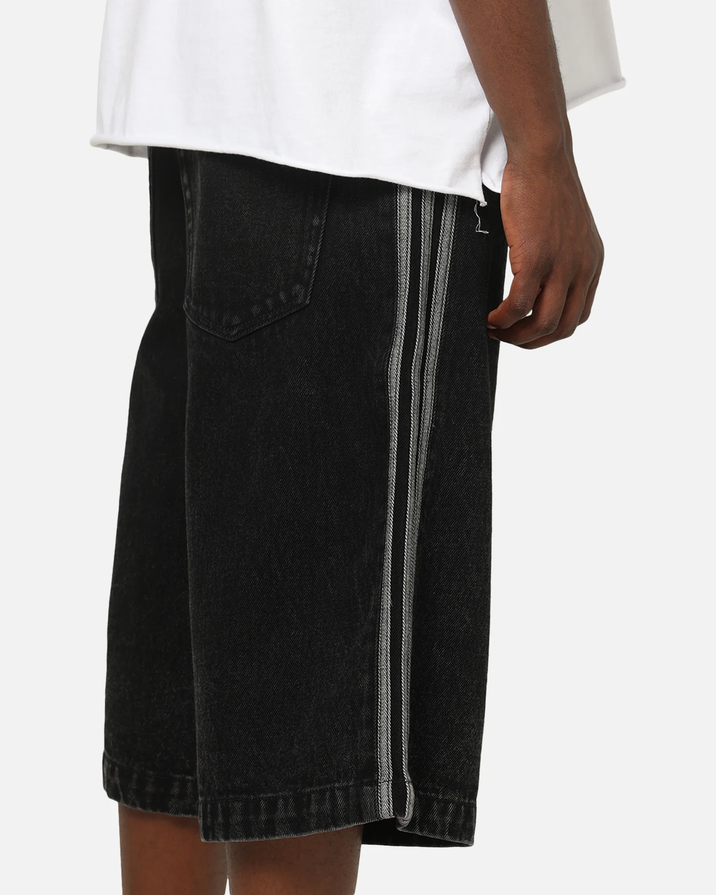 Adidas Firebird Denim Shorts Black Denim - Image 4