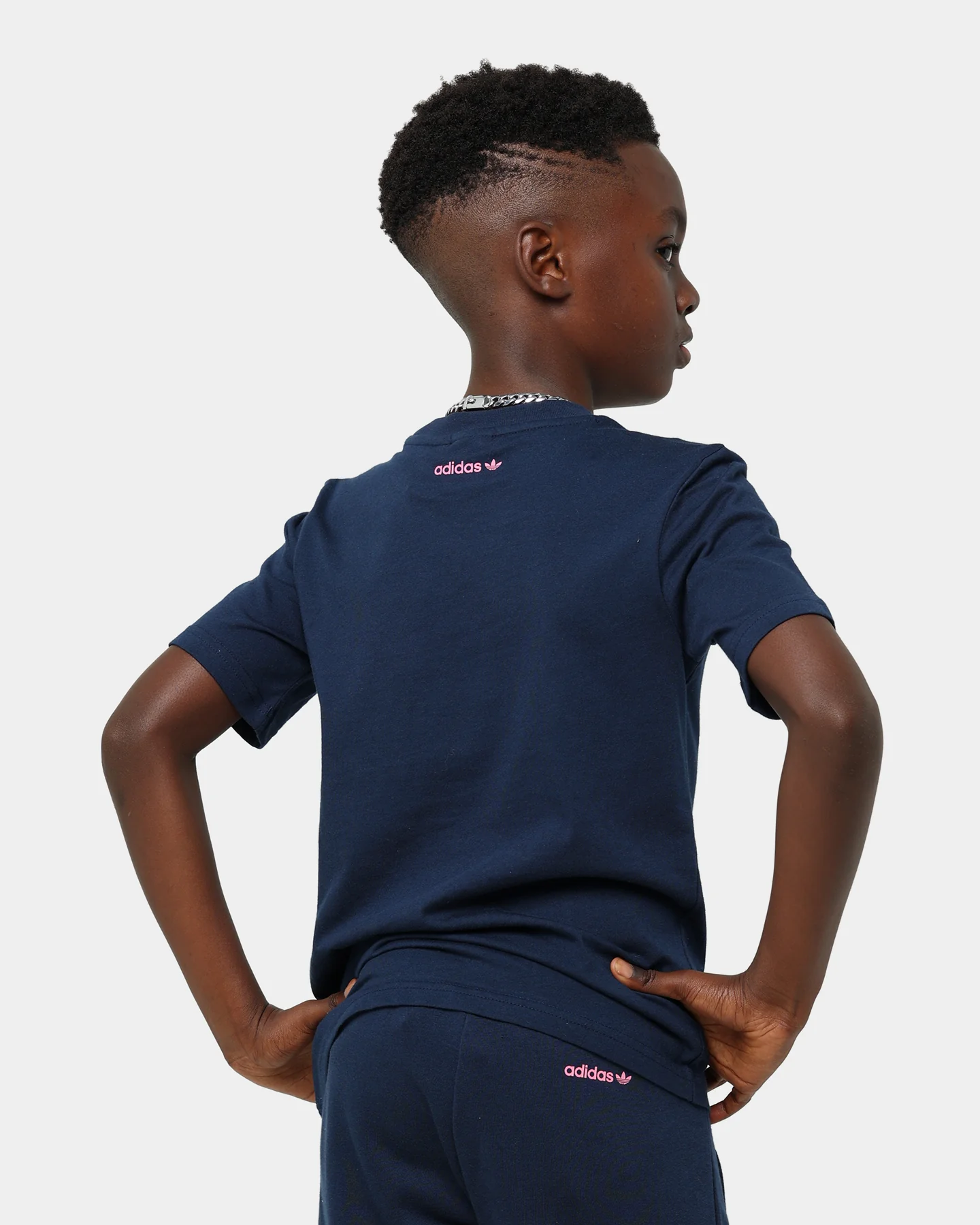 Adidas Kid's Dino Graphic Shorts Navy/Pink - Image 2