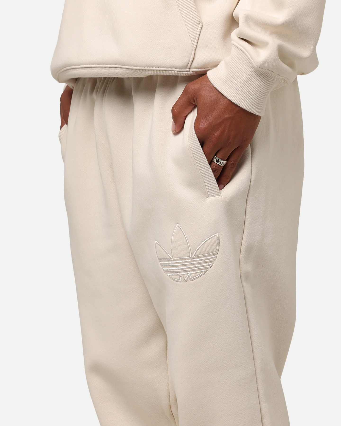 Adidas Originals 70's Fleece Joggers Wonder White - Image 3