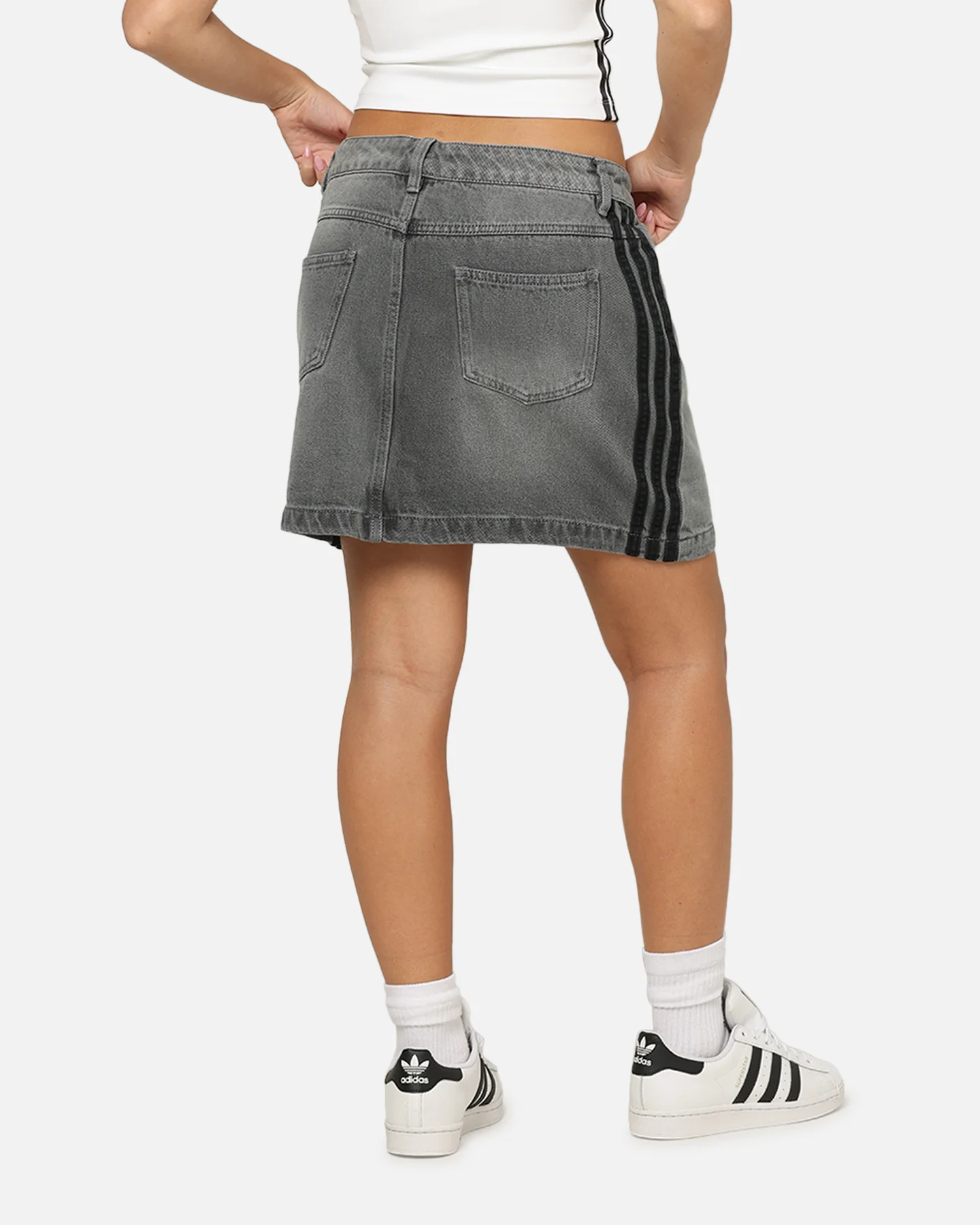 Adidas Women's Denim Mini Skirt Washed Grey - Image 6