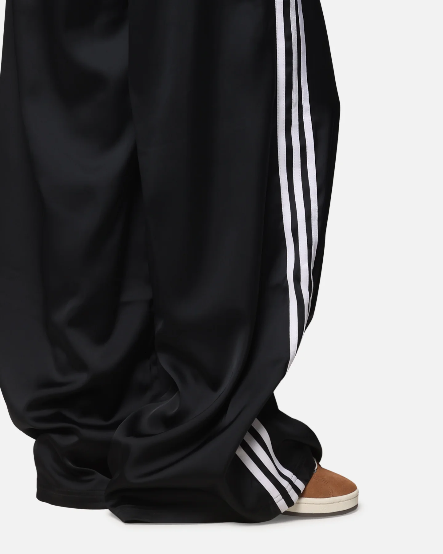 Adidas Women's Satin Wide Leg Pants Black - Image 4
