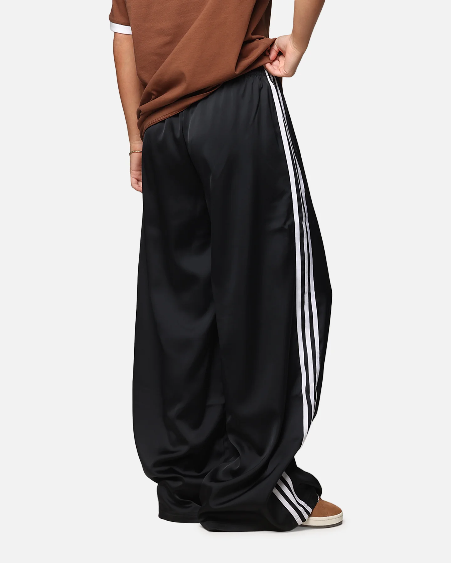 Adidas Women's Satin Wide Leg Pants Black - Image 5