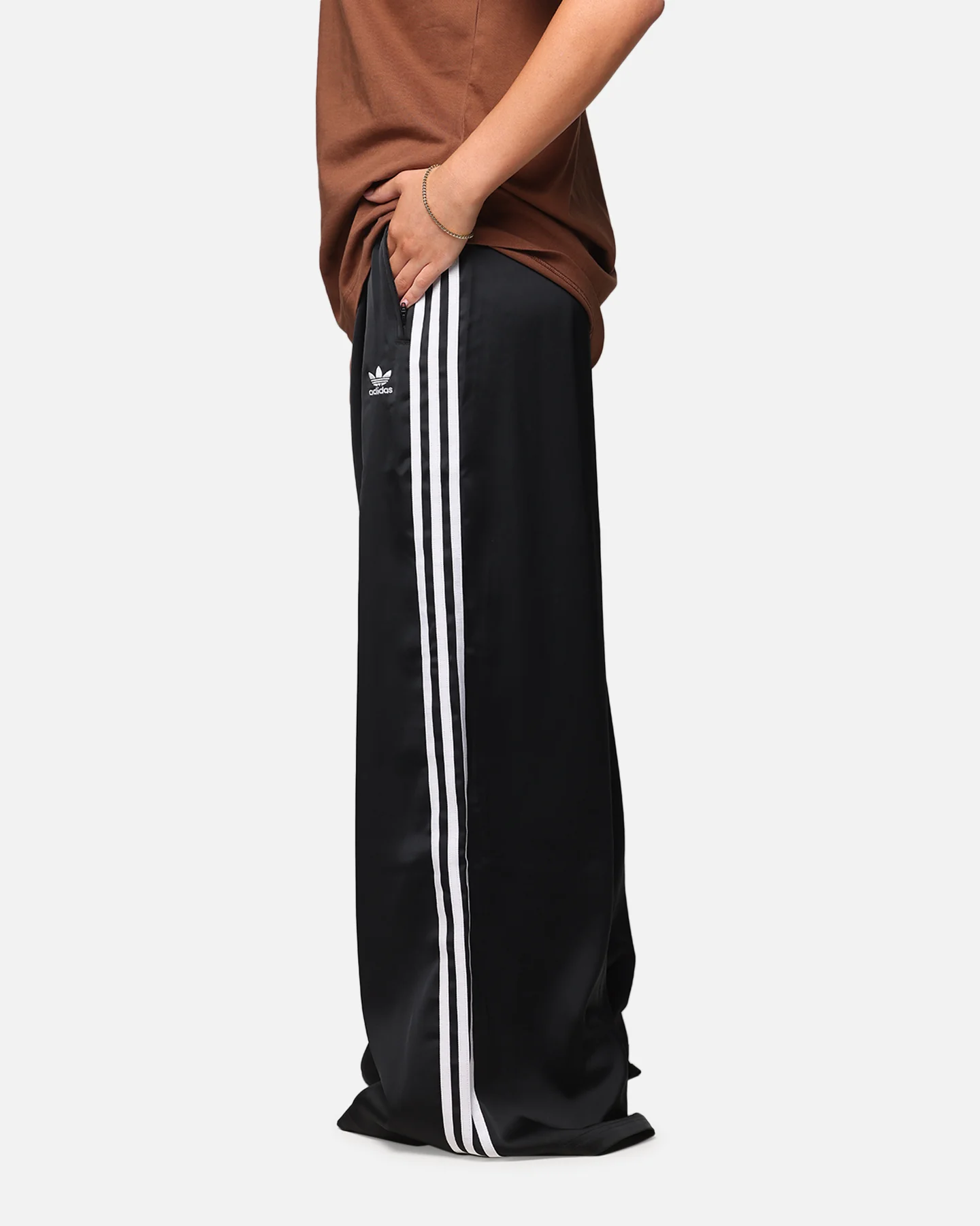Adidas Women's Satin Wide Leg Pants Black - Image 6