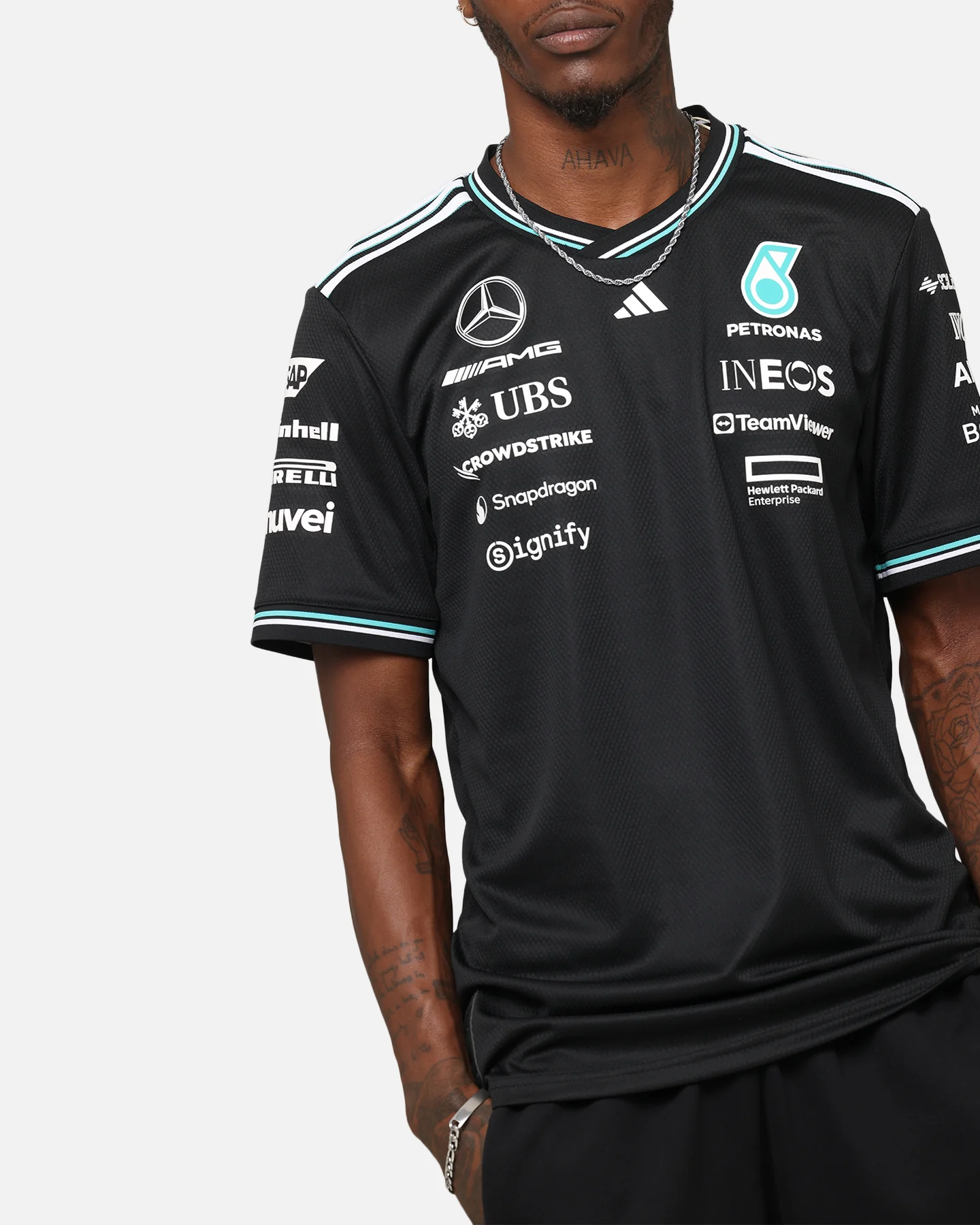 adidas x Mercedes-AMG PETRONAS Formula One F1 2025 Authentic Drive T-Shirt Black - Image 7