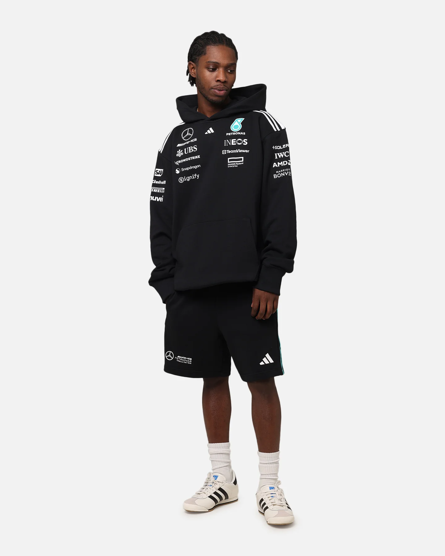 adidas x Mercedes-AMG PETRONAS Formula One F1 2025 Team Hoodie Black/White - Image 3