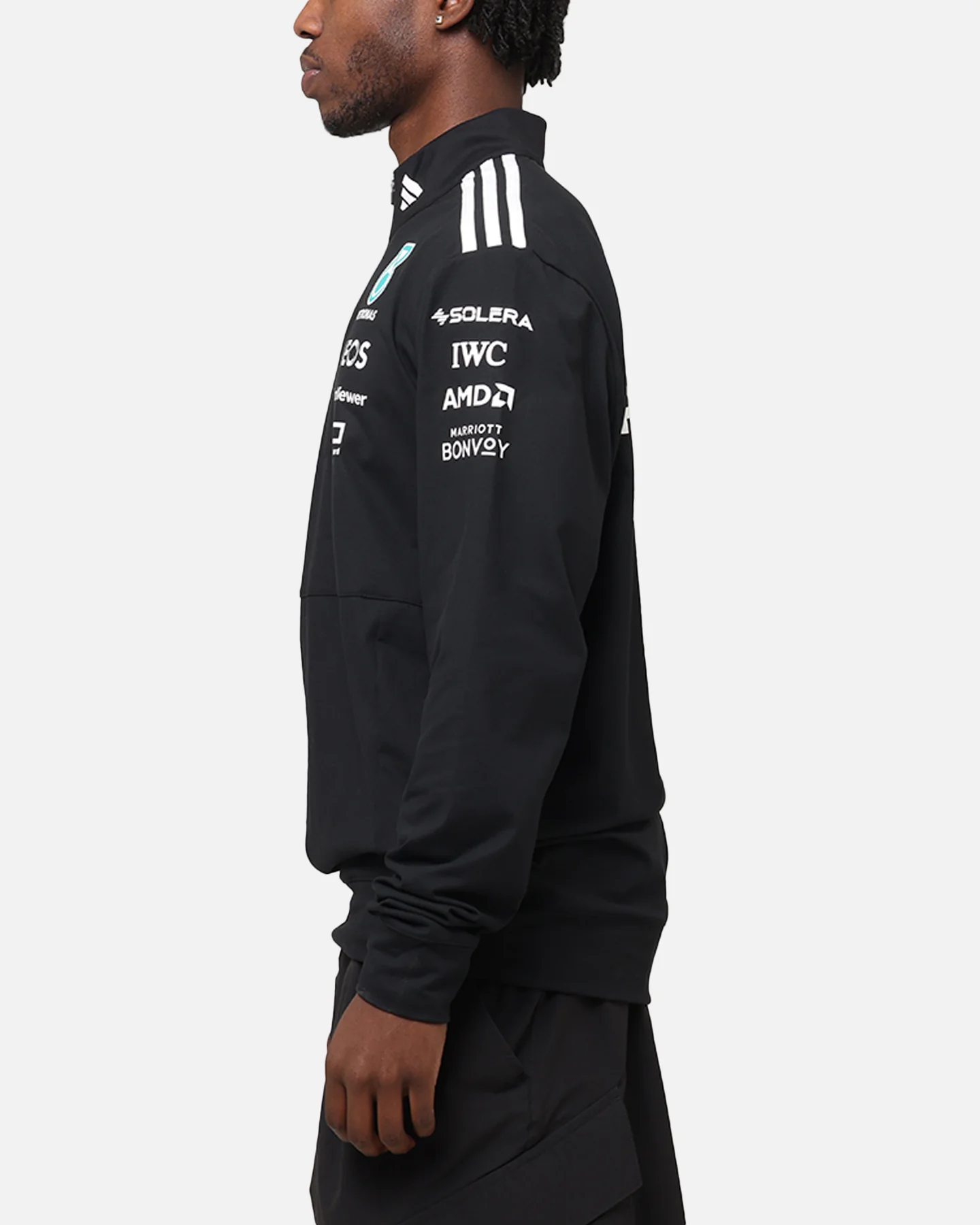 adidas x Mercedes-AMG PETRONAS Formula One F1 2025 Team Quarter Zip Jacket Black/White - Image 6