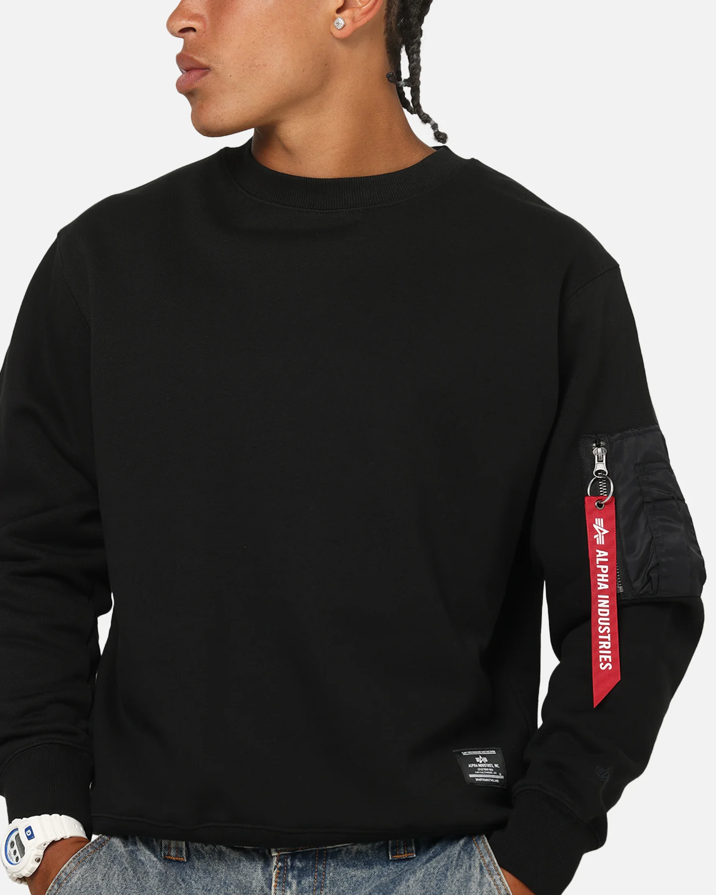 Alpha Industries Utility Pocket Crewneck Black - Image 6