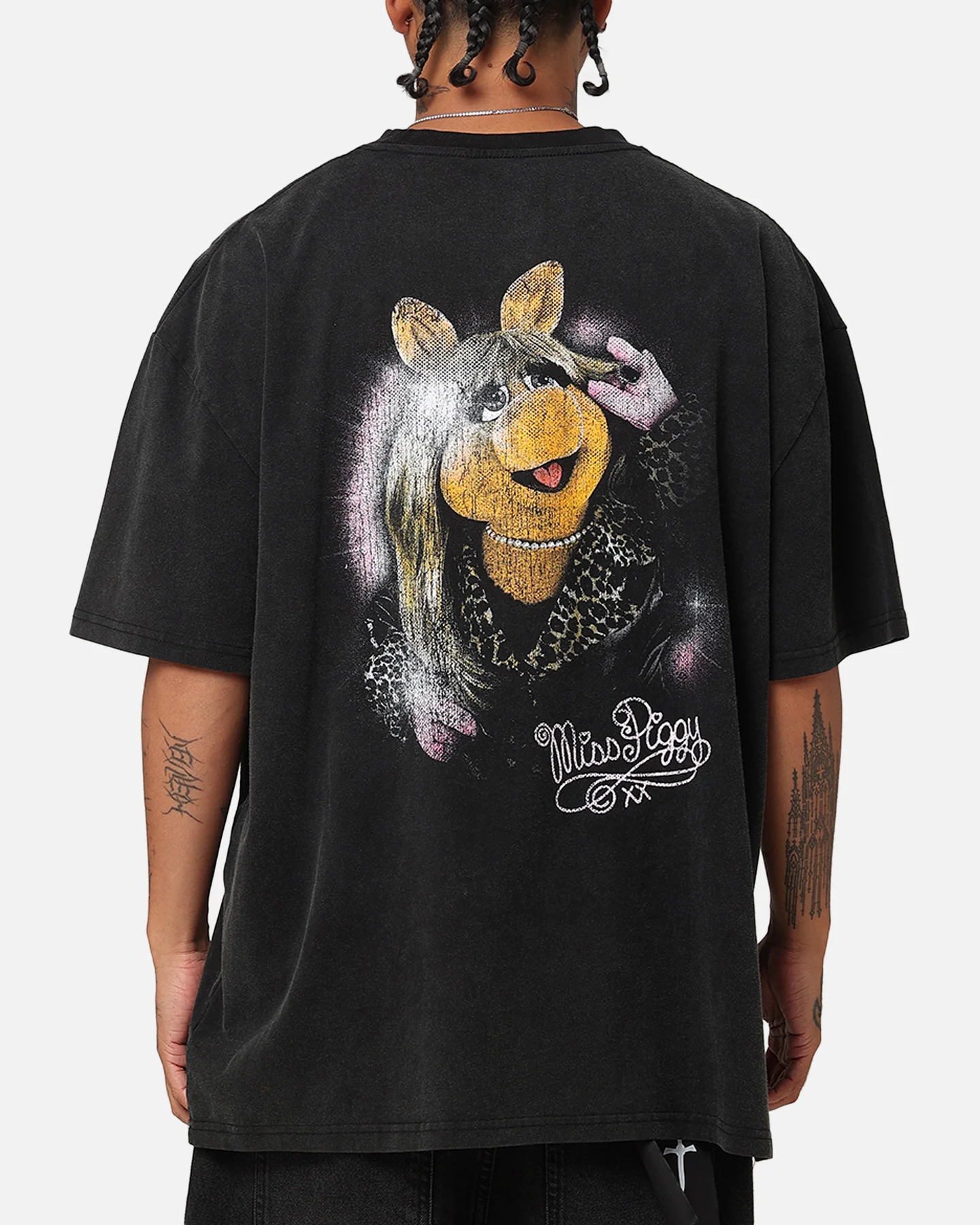American Thrift Disney The Muppets Miss Piggy Heavy T-Shirt Vintage Black - Image 2