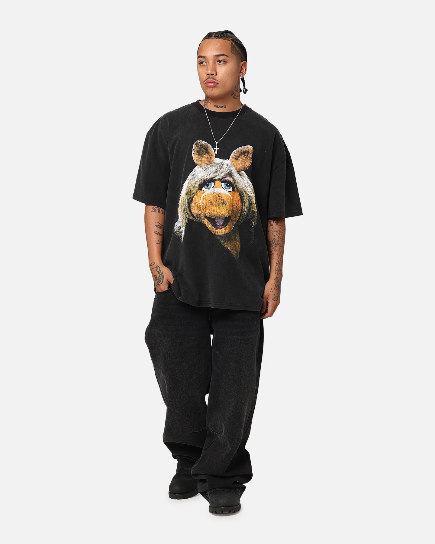 American Thrift Disney The Muppets Miss Piggy Heavy T-Shirt Vintage Black - Image 3