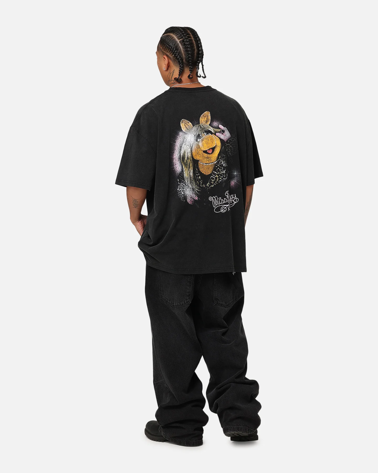 American Thrift Disney The Muppets Miss Piggy Heavy T-Shirt Vintage Black - Image 4