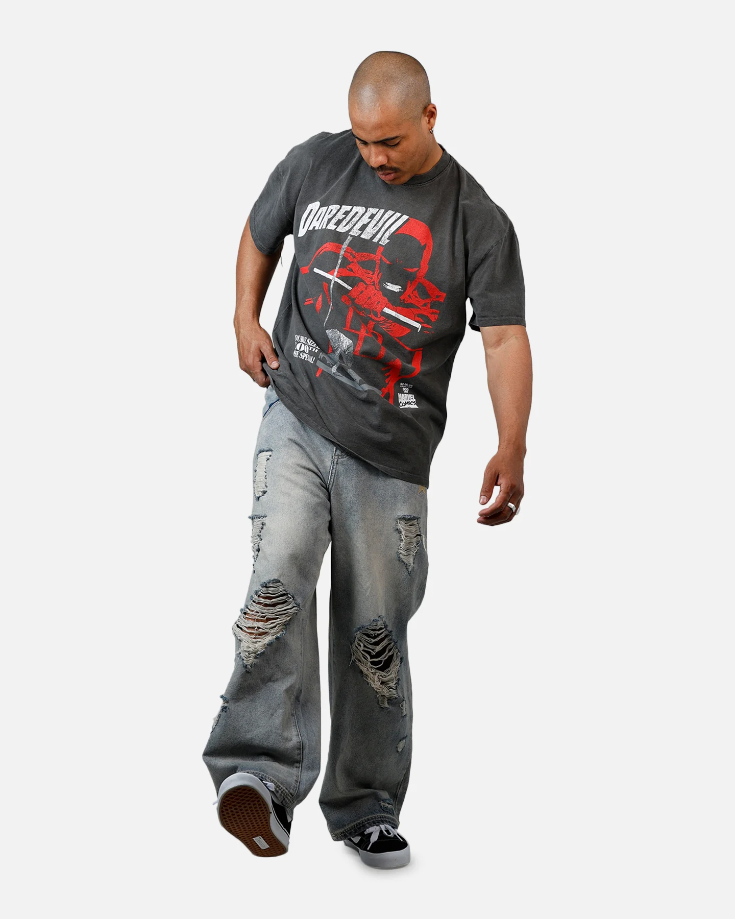 American Thrift Marvel Daredevil Comic Heavyweight T-Shirt Black Wash - Image 3