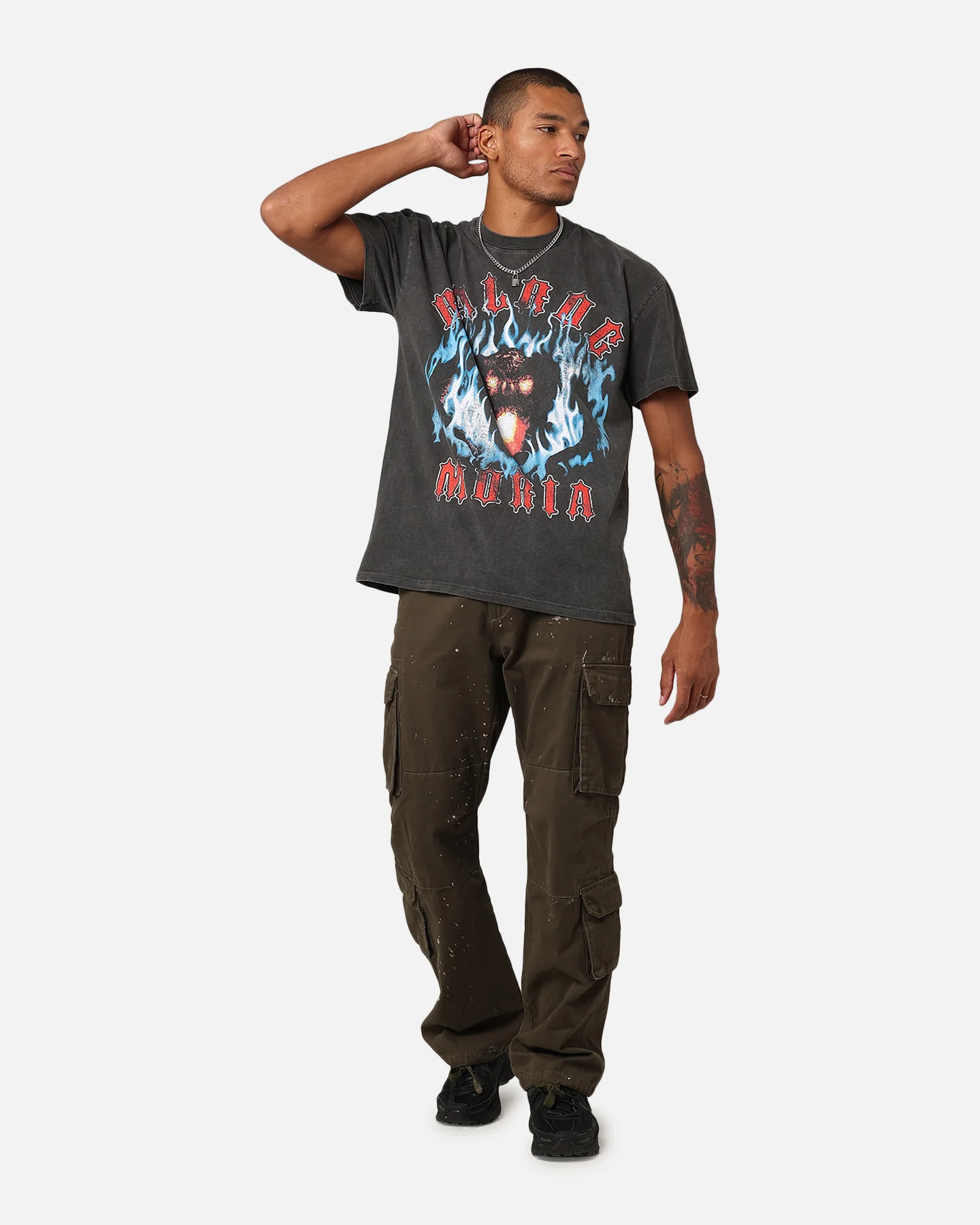 American Thrift X Lord Of The Rings The Balrog Heavyweight T-Shirt Black Wash - Image 3