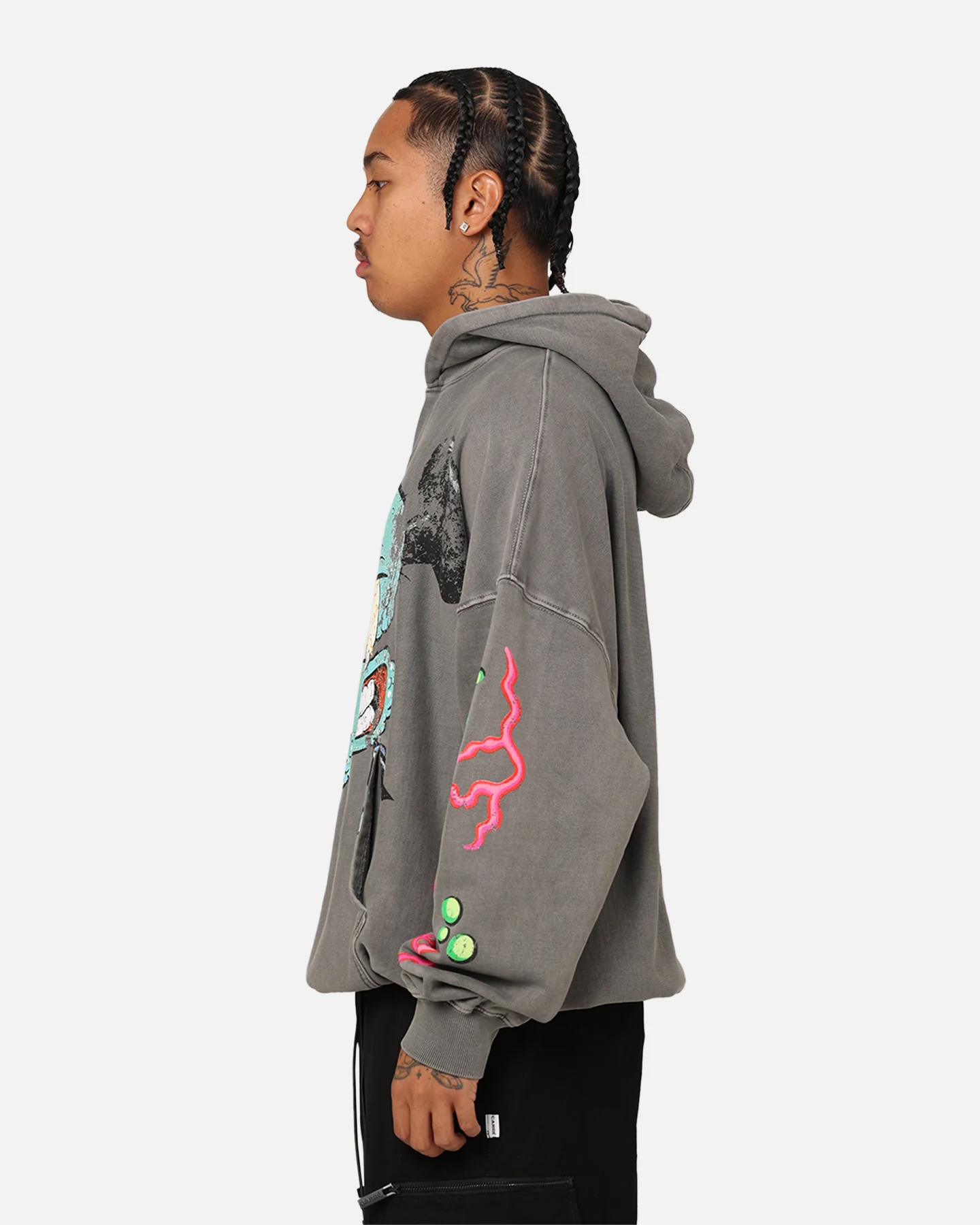 American Thrift X Spongebob Squarepants Squidward Hoodie Washed Charcoal - Image 6