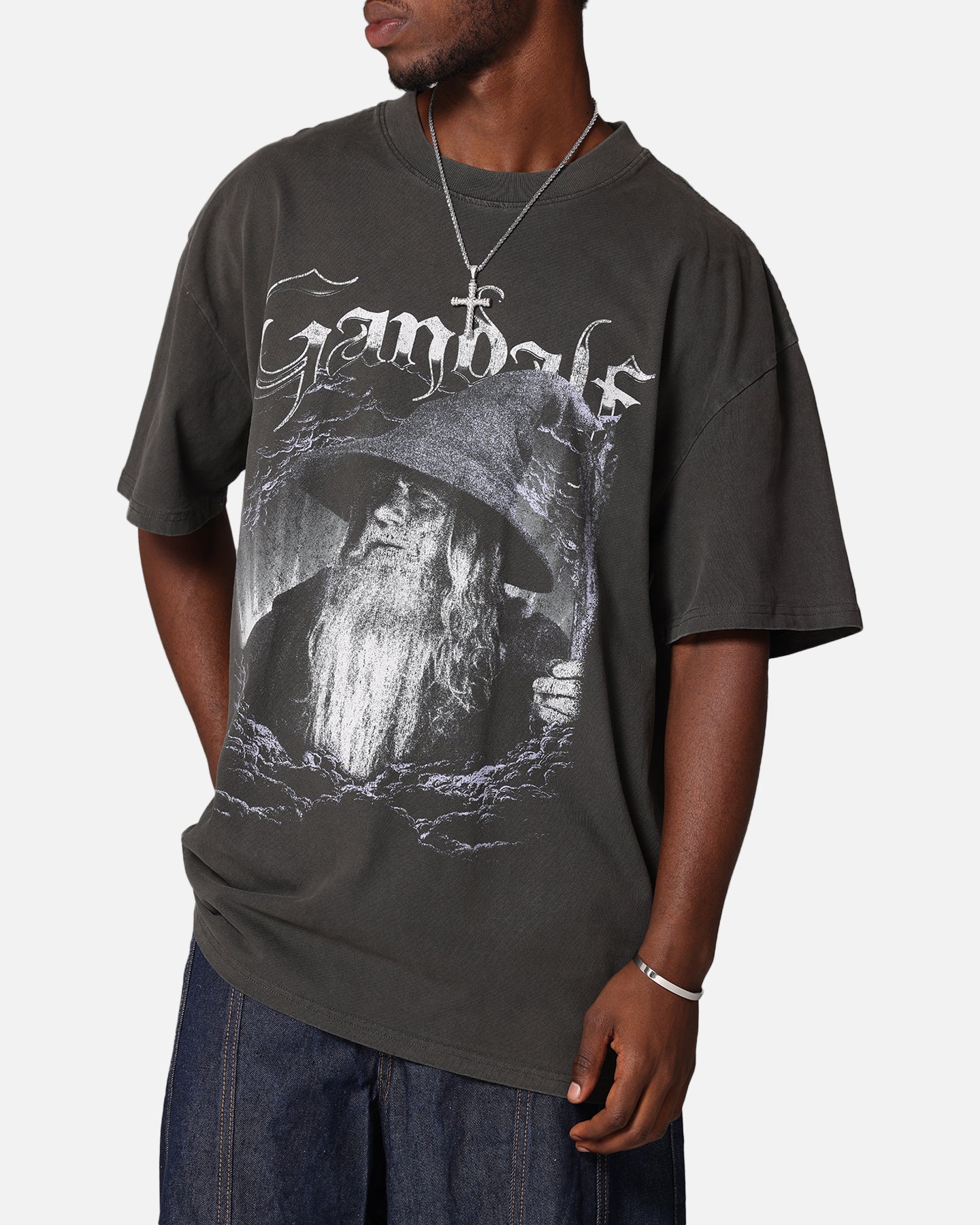 American Thrift X The Lord Of The Rings Gandalf Heavy T-Shirt Black Wash - Image 7