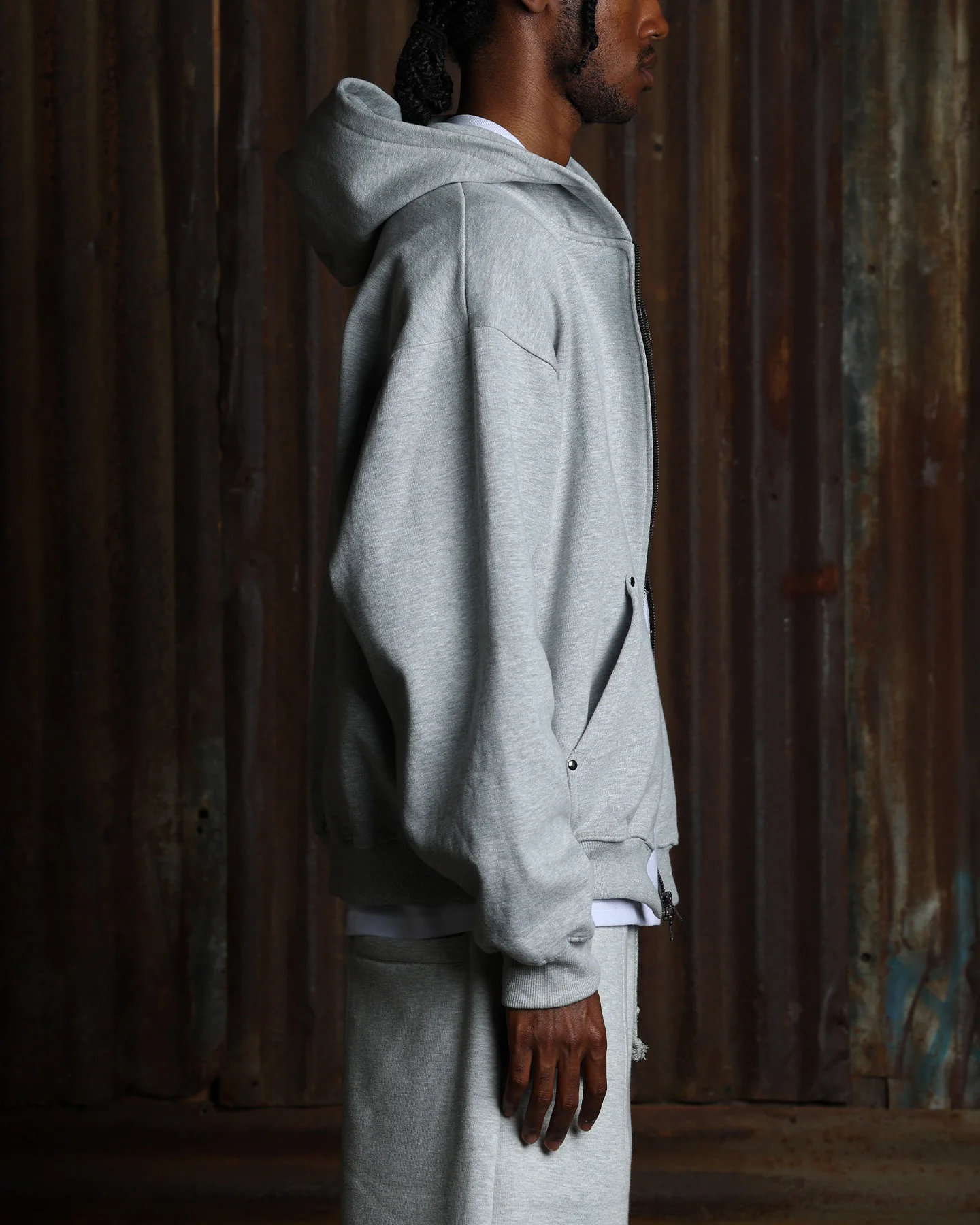 American Thrift Zip Hoodie Grey Heather - Image 4