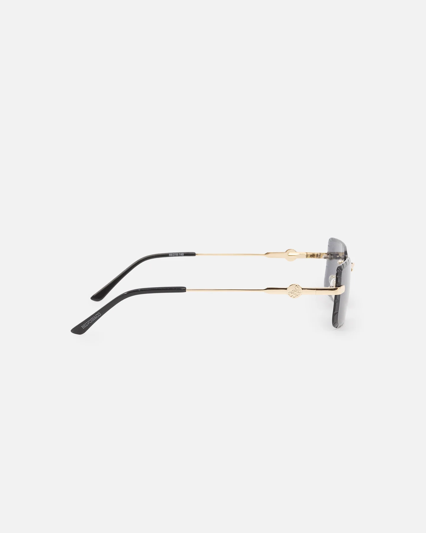 Belvoir & Co Diamond Cut Hampton Sunglasses Black/Gold - Image 6