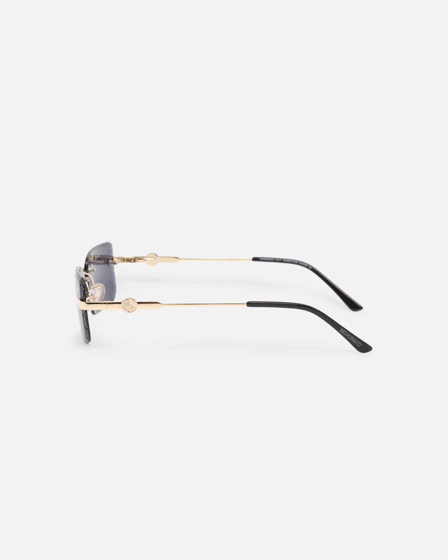 Belvoir & Co Diamond Cut Hampton Sunglasses Black/Gold - Image 7