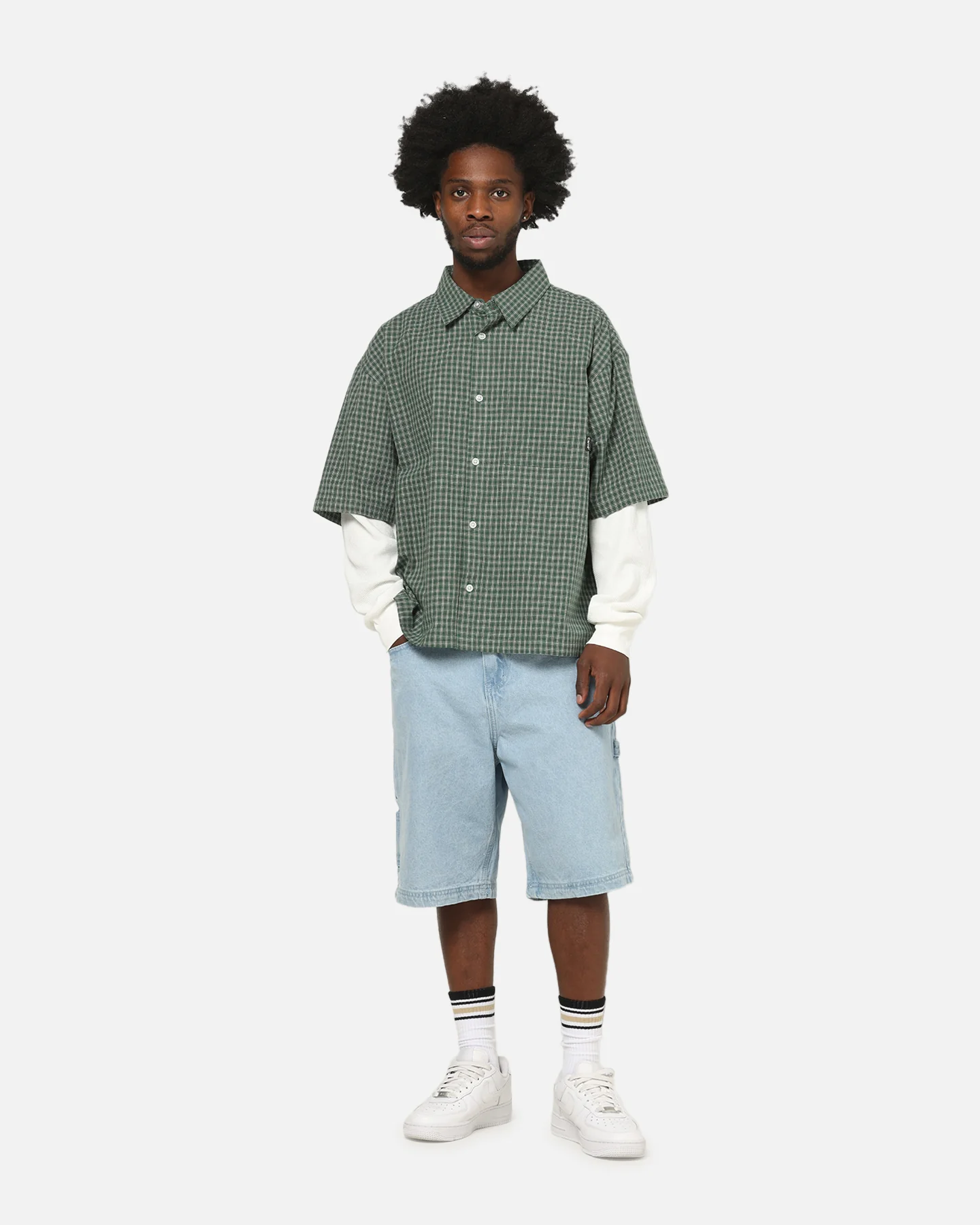 Carre Archive Layered Shirt Green Plaid - Image 2