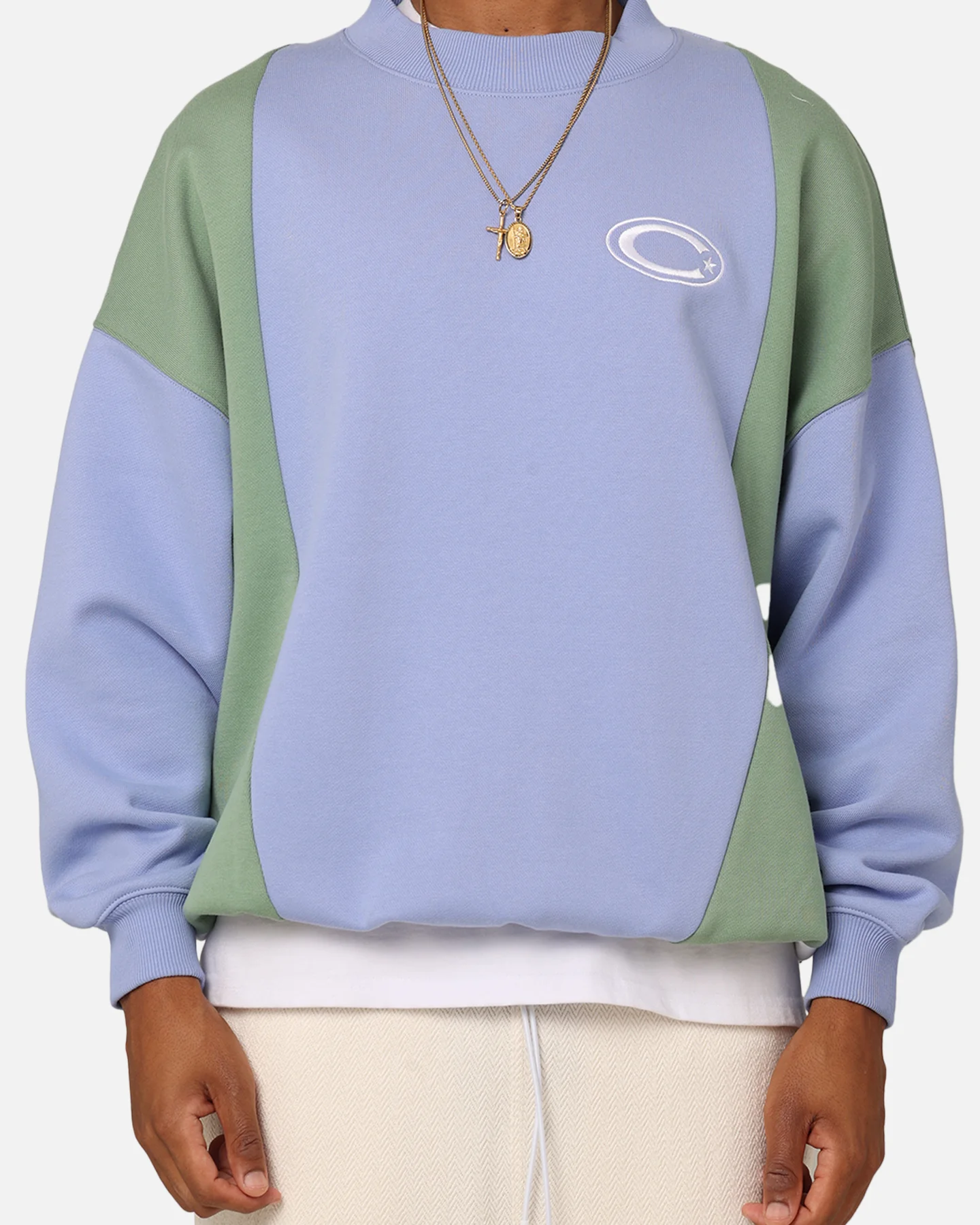 Carre C Star Panelled Crewneck Pale Blue - Image 3