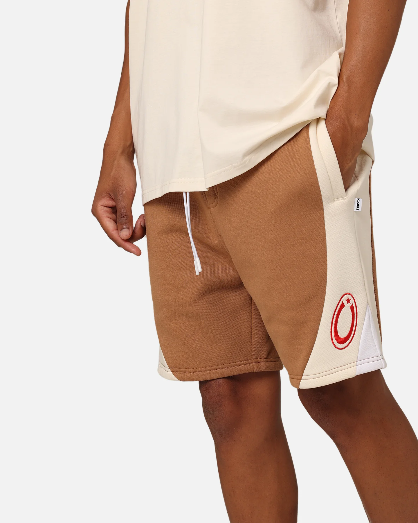 Carre C Star Panelled Shorts Tobacco - Image 4