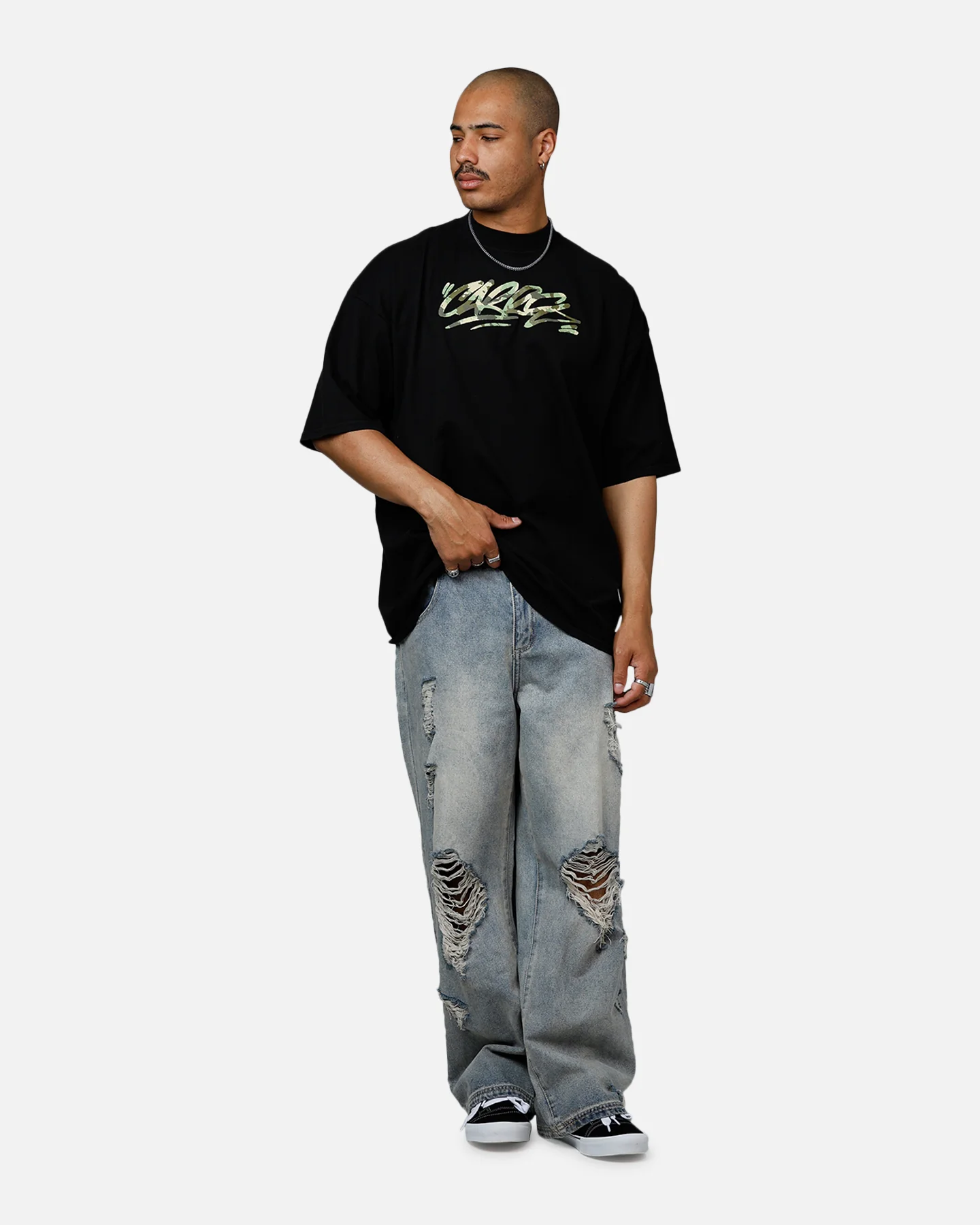 Carre Camo Script T-Shirt Black - Image 3