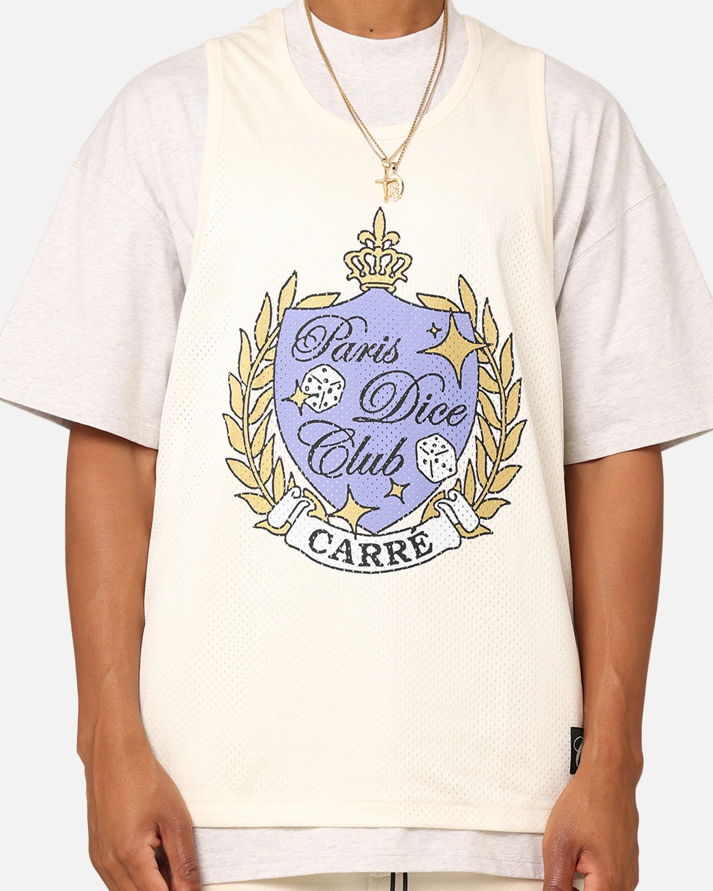 Carre Dice Club Mesh Singlet Off White - Image 3