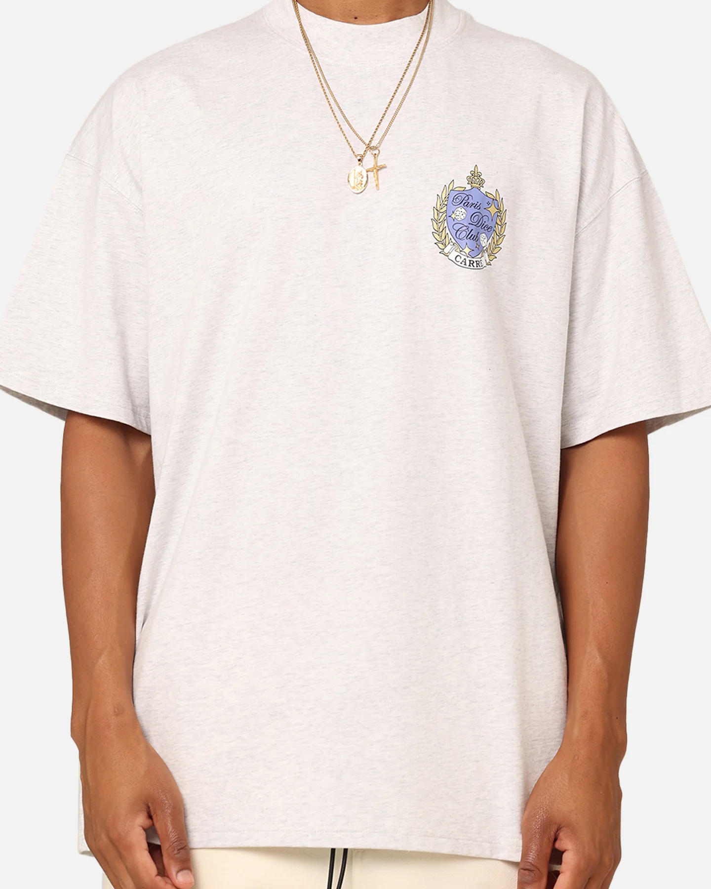 Carre Dice Club Oversized T-Shirt Silver Marle - Image 3