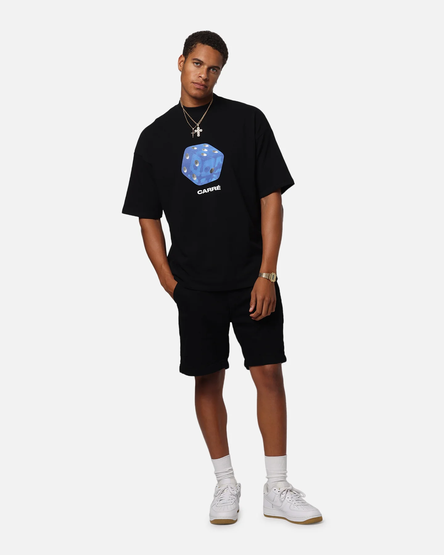 Carre Die Mock Neck T-Shirt Black - Image 2