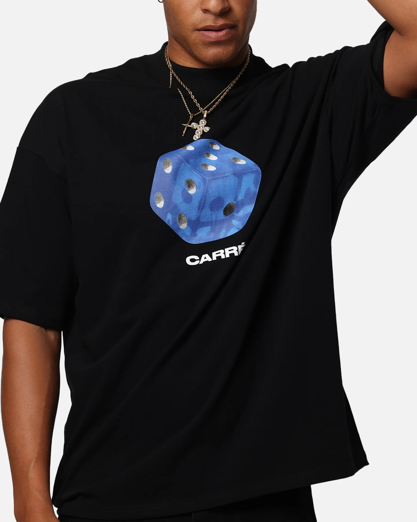 Carre Die Mock Neck T-Shirt Black - Image 6