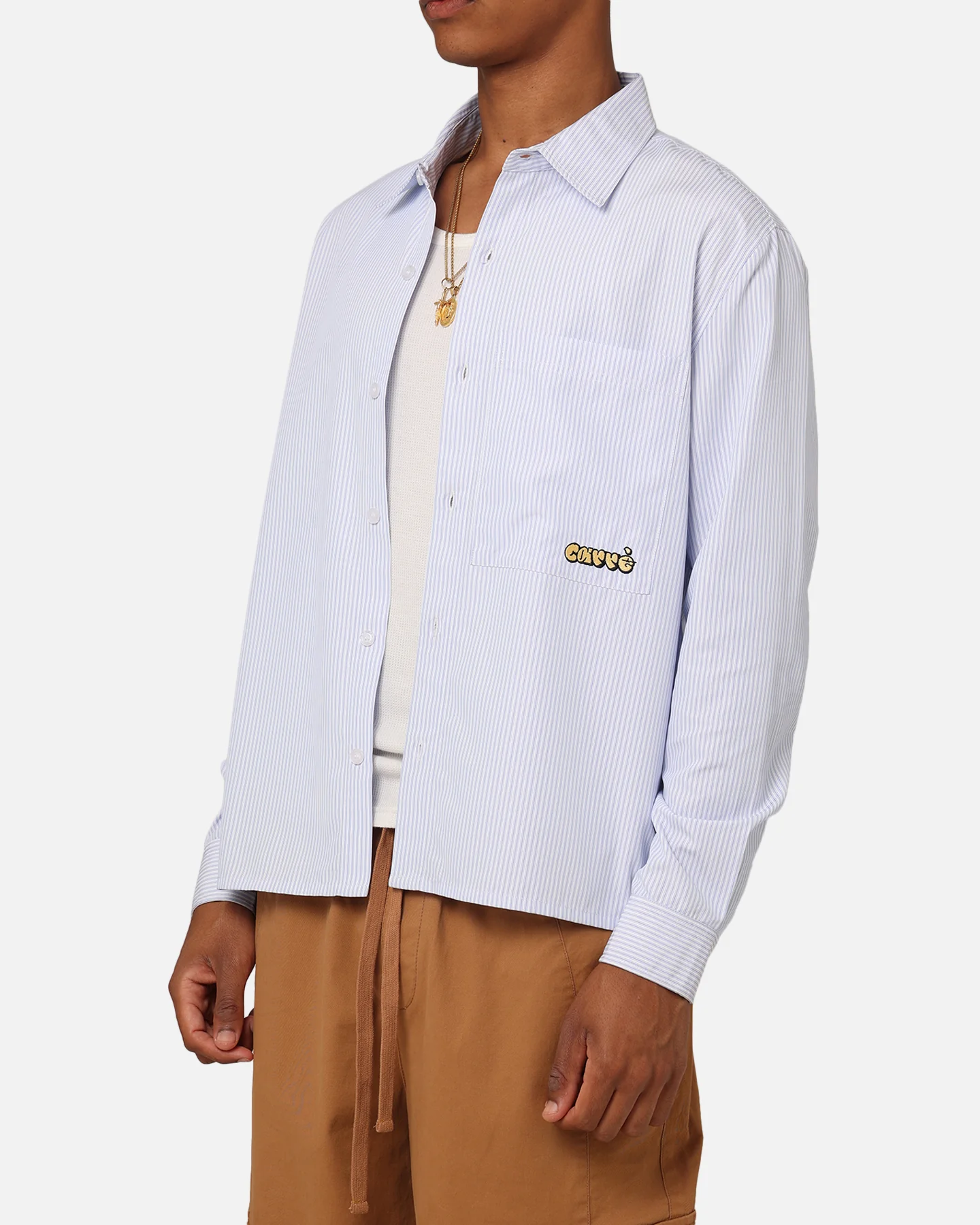 Carre Experience Stripe Oversized Button Up Shirt White - Image 3