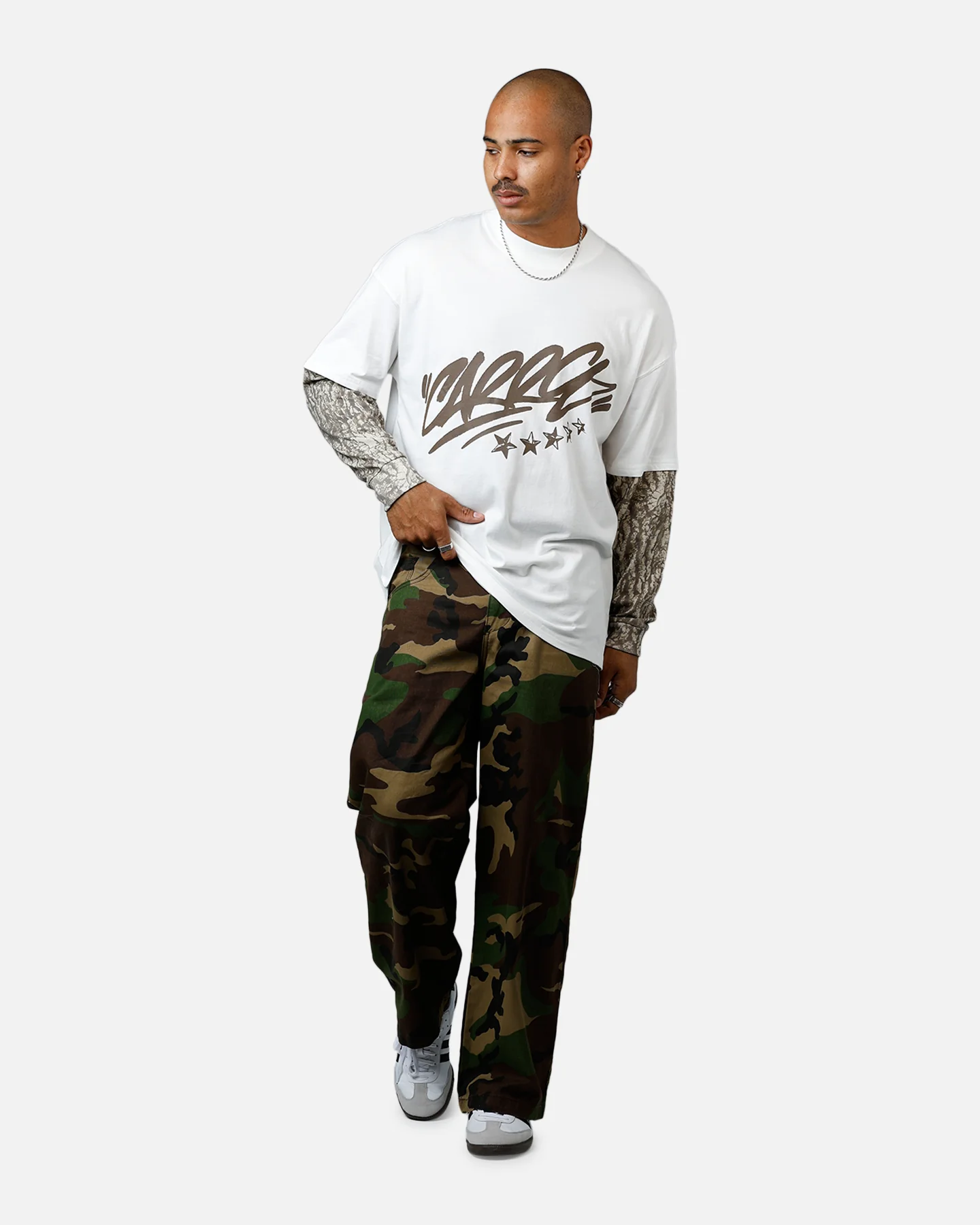 Carre Graffiti Layered Long Sleeve T-Shirt Off White - Image 3