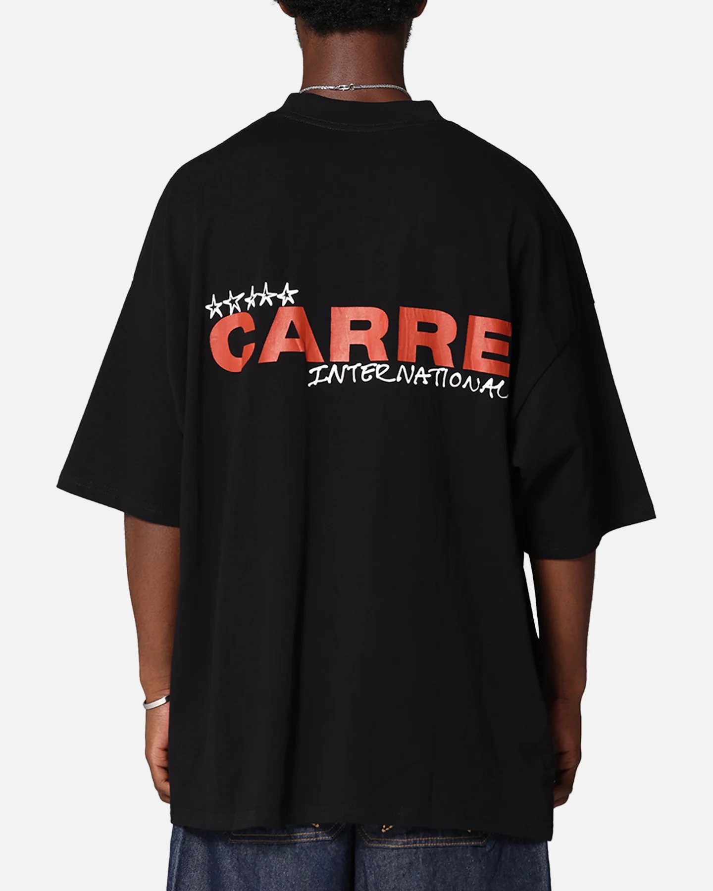 Carre Handdrawn Mock Neck T-Shirt Black - Image 2