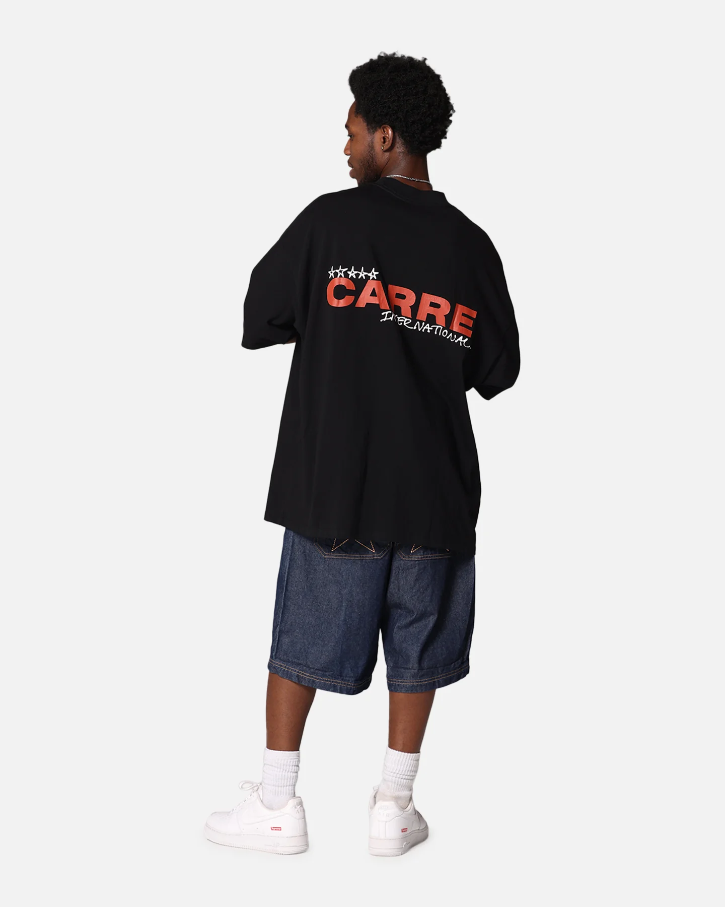 Carre Handdrawn Mock Neck T-Shirt Black - Image 4
