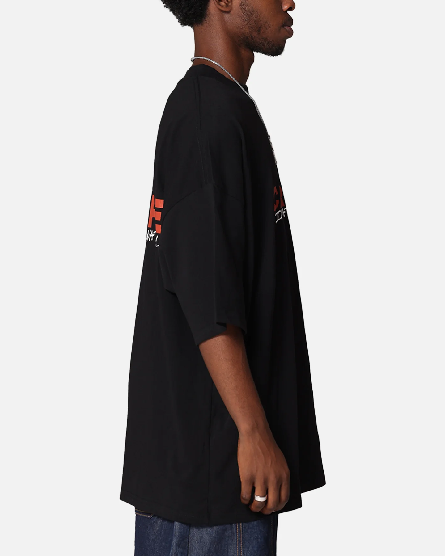 Carre Handdrawn Mock Neck T-Shirt Black - Image 5
