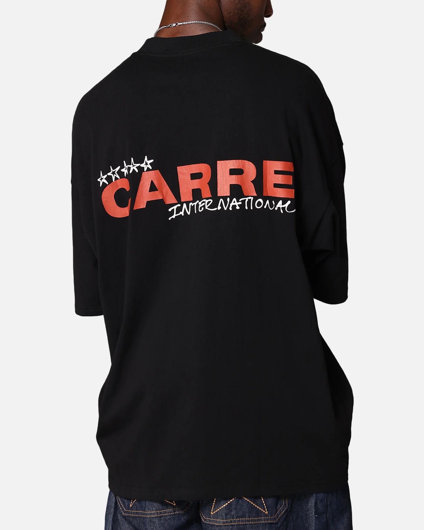 Carre Handdrawn Mock Neck T-Shirt Black - Image 8
